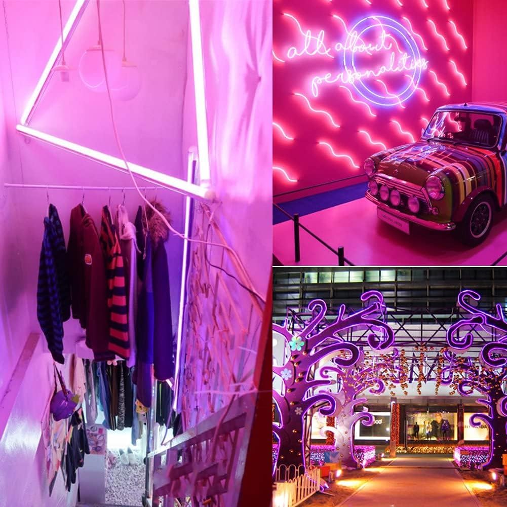 XUNATA Tira de luces LED rosadas, tira de luces LED de neón flexible para exteriores, DC 12V 3.28 pies1M 2835 120LEDsM, barra de luz de silicona