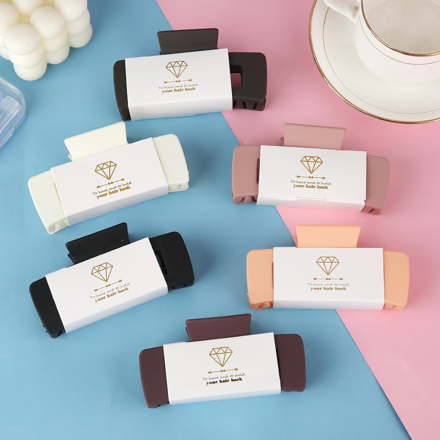 Pinzas cuadradas para el pelo de dama de honor, despedida de soltera, 4.1 pulgadas, juego de 6 pinzas rectangulares para el cabello para despedida