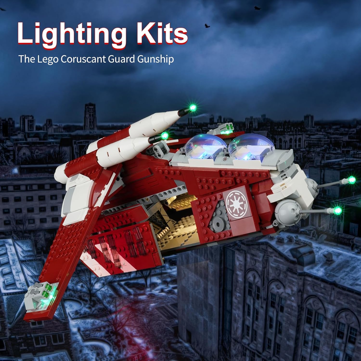 Kit de iluminación LED para Lego Star Wars The Clone Wars Coruscant Guard Gunship 75354, luz LED compatible con modelos de bloques de construcción