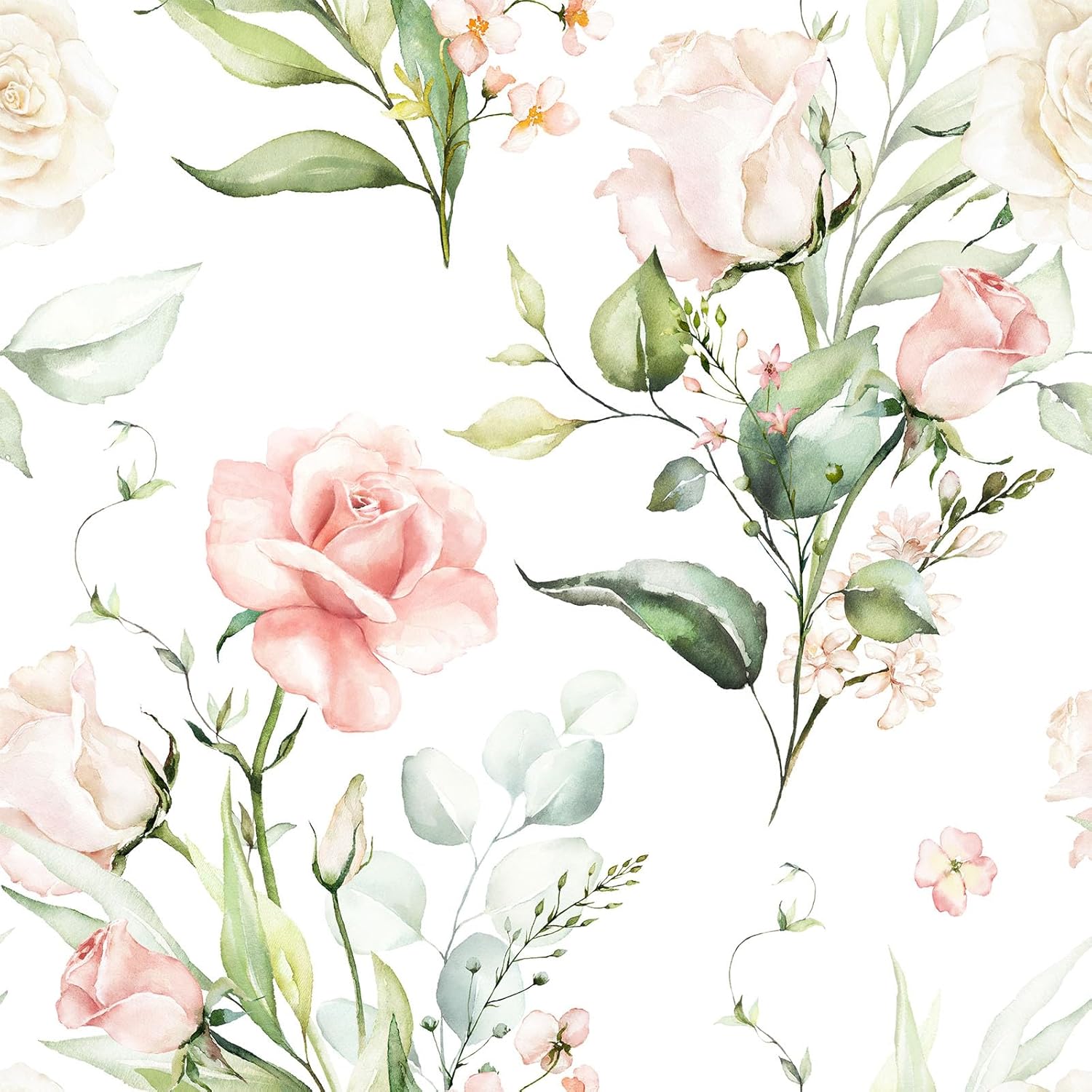 BaoHArtHome Papel tapiz floral para despegar y pegar, papel de contacto extraíble, hojas verdes y rosadas, fácil de despegar, autoadhesivo, para