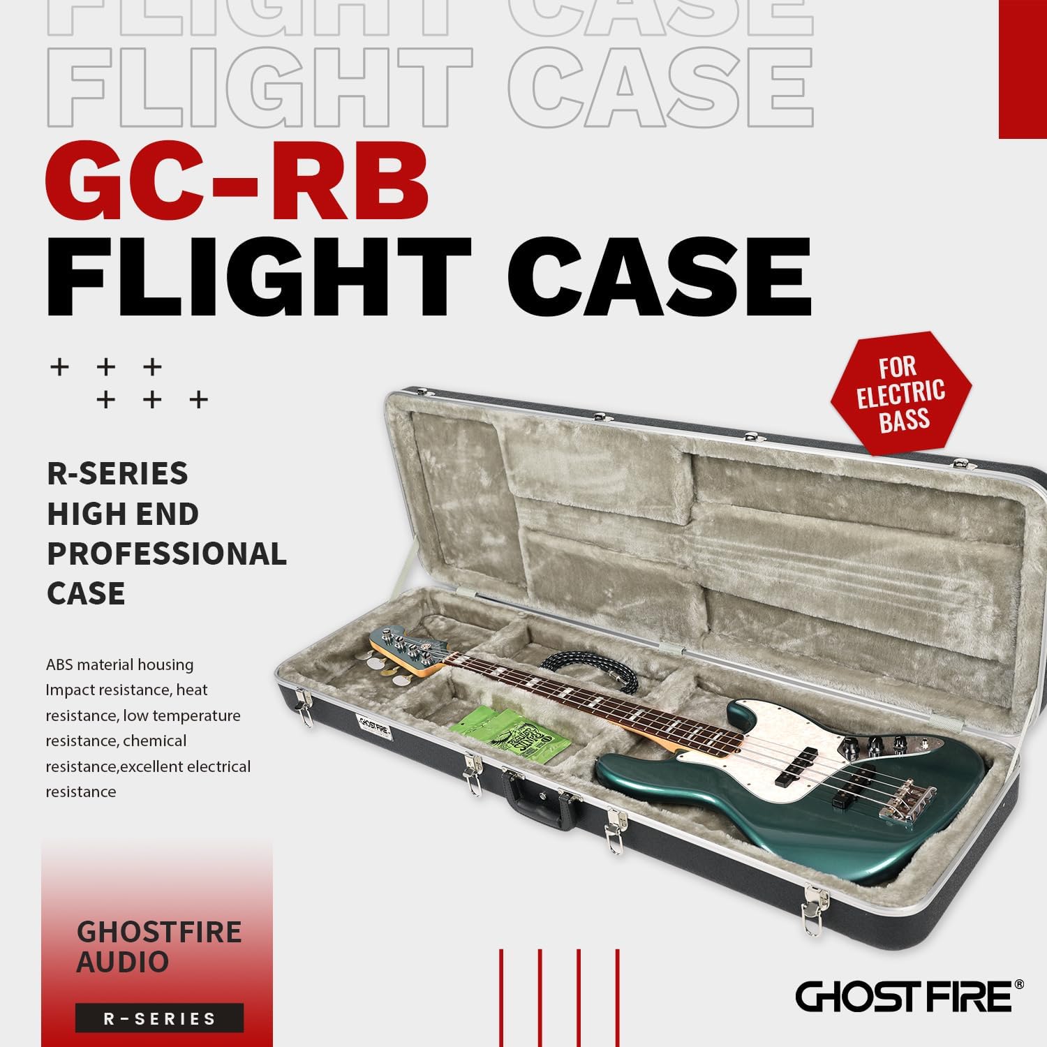 GHOSTFIRE Estuche rígido para bajo eléctrico súper grueso ABS moldeado caso ajuste precisiónjazz (bajo)