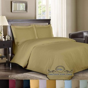 Juego de funda de edredón de 3 piezas, 800 hilos, diseño de damasco a rayas, tamaño Super King (98 x 108), 100% algodón egipcio, color gris pardo Juego de funda de edredón de 3 piezas, 800 hilos, diseño de damasco a rayas, tamaño Super King (98 x 108), 100% algodón egipcio, color gris pardo