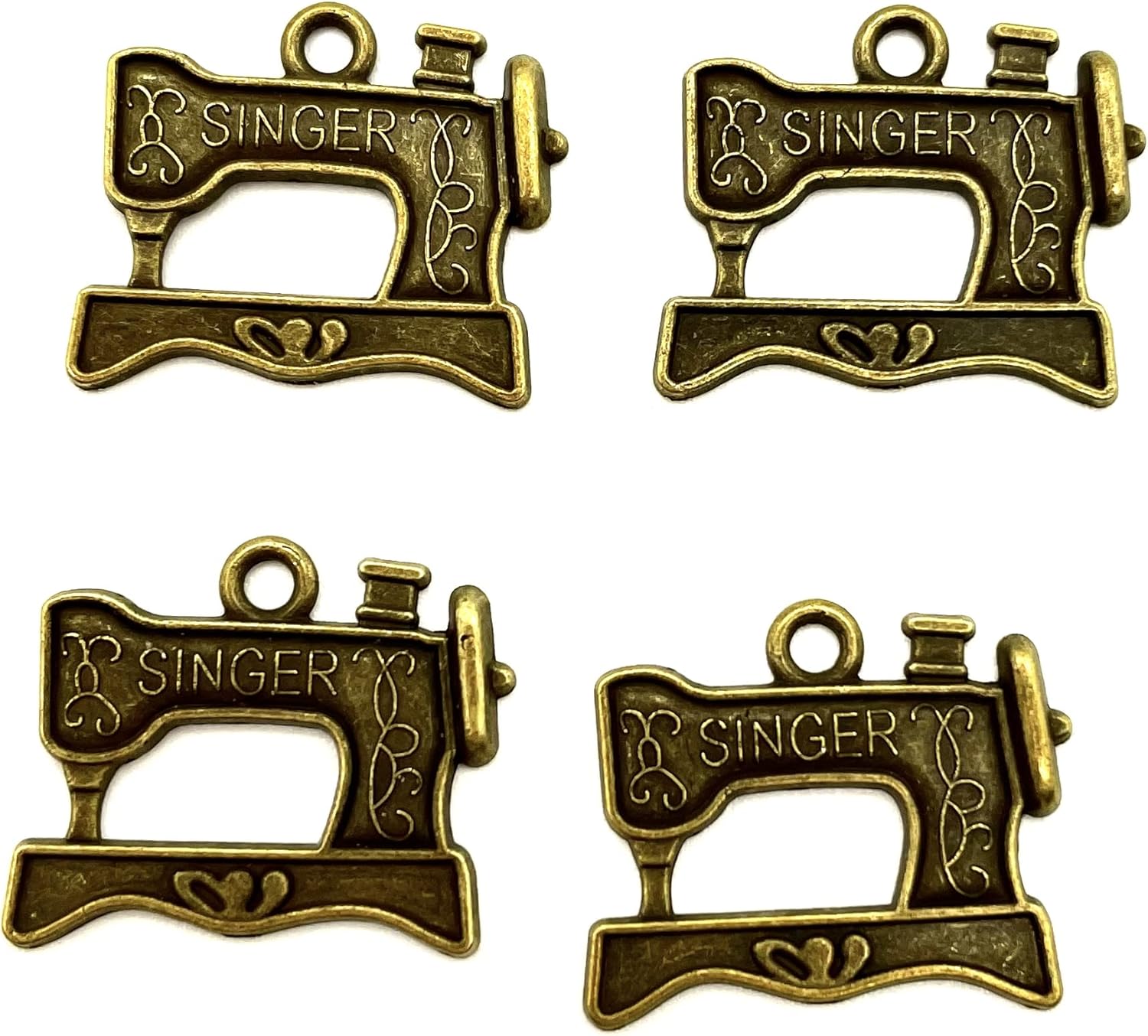 50 dijes de bronce antiguo para máquina de coser para joyería, pulsera, collar, manualidades, 0.827 in x 0.669 in, Bronce, No es una piedra preciosa
