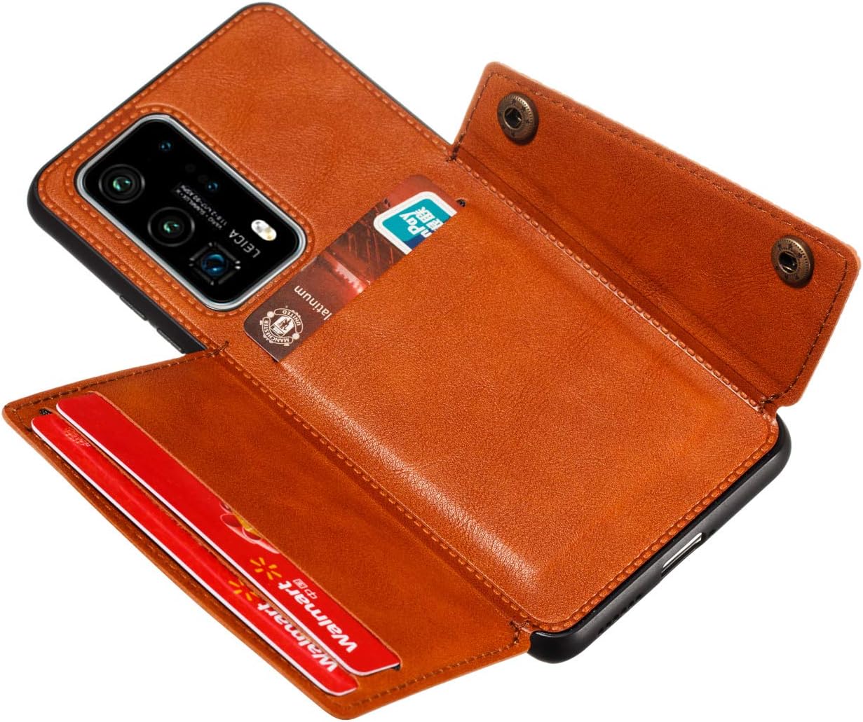 Elubugod Funda para Huawei P40 Pro, con ranura para tarjeta para Huawei P40 Pro ELS-NX9 ELS-N04 ELS-AN00 ELS-TN00 Funda marrón