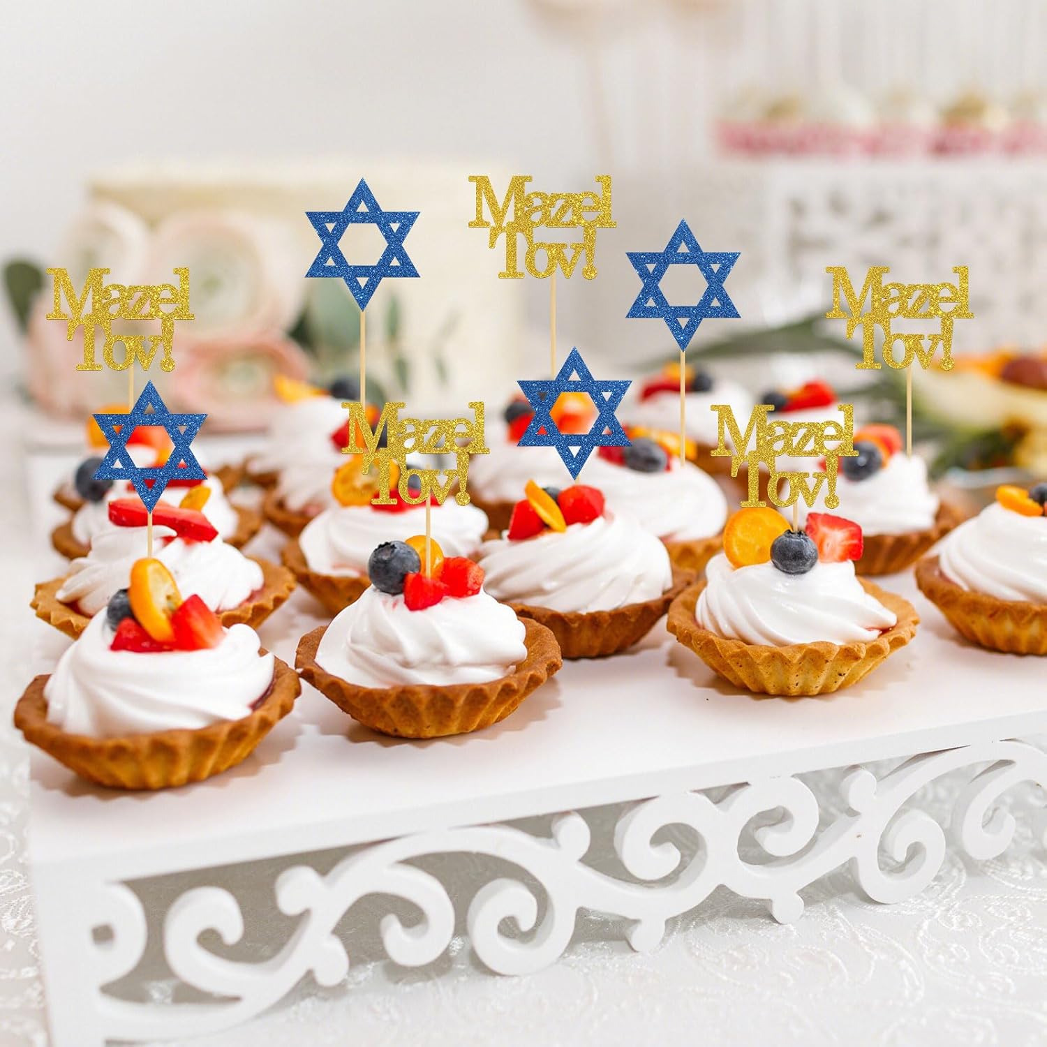 Mazel Tov – Decoración para cupcakes, decoraciones de fiesta de felicitación, compromiso, baby shower, bar mitzvah, cumpleaños, boda, suministros de