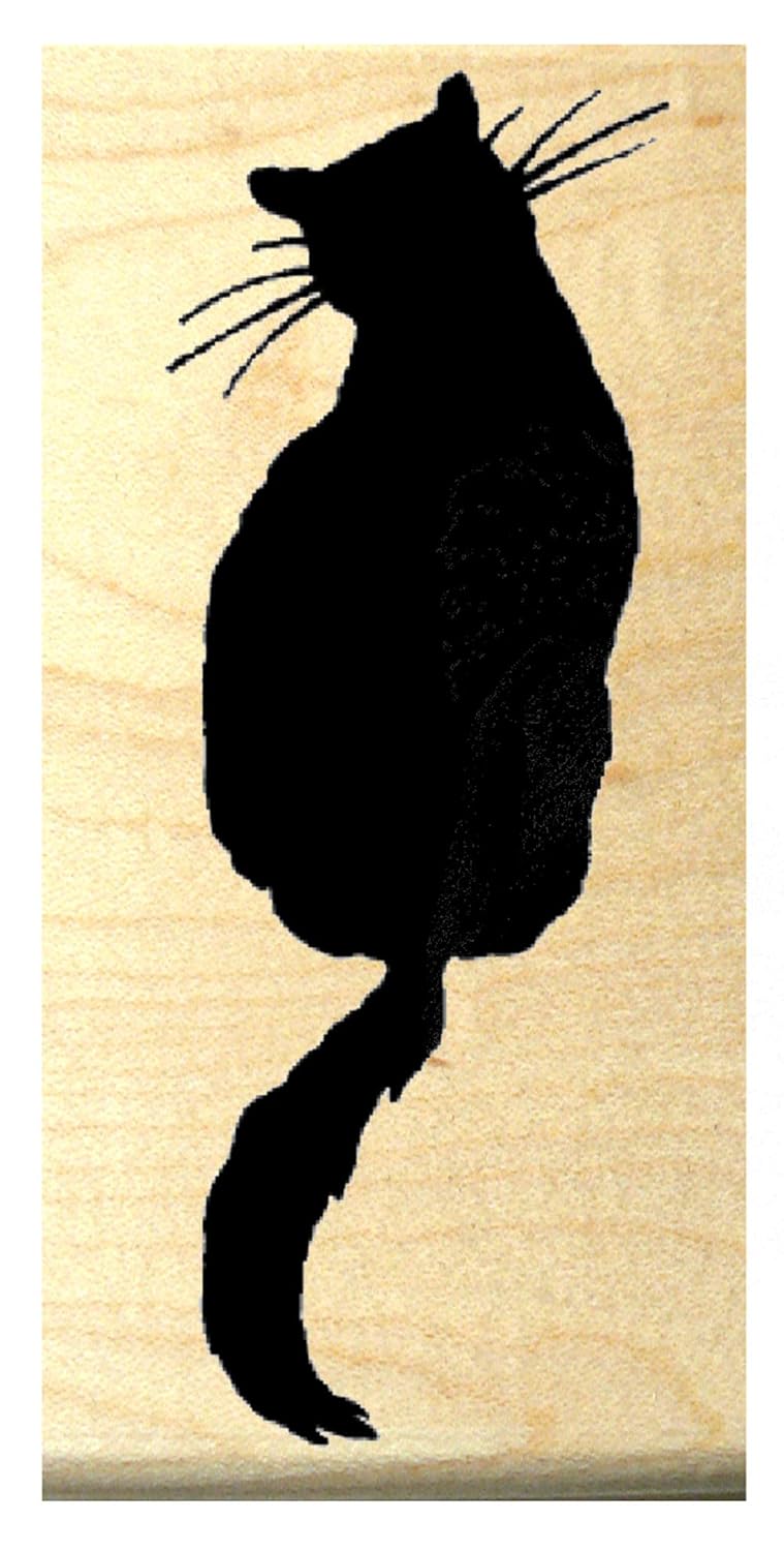 P5 Silhouette Black Cat Miniature Rubber Stamp