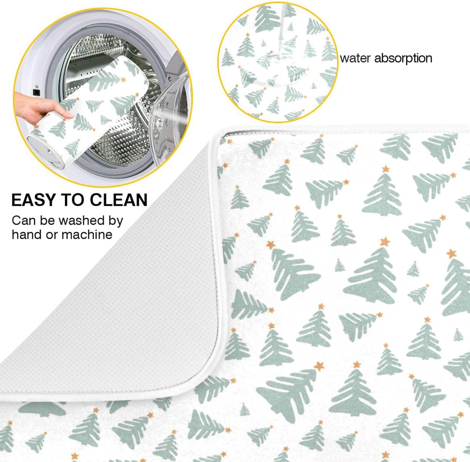 Christmas Tree Ornament Dish Mat Washnable Absorbent Drying Mat For Kitchen Counter Dish Drainers Mats For Kitchen Counter Tapete Para Cocina 16” x