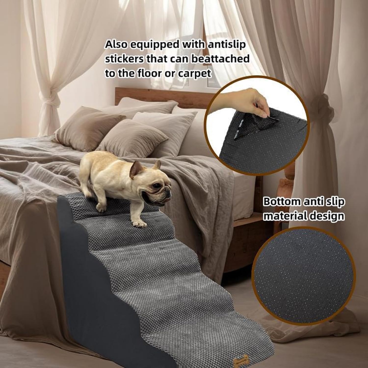 Escaleras para perros a camas altas, escaleras para perros de 5 escalones para sofá cama de 30 pulgadas, escaleras para mascotas para perros y gatos