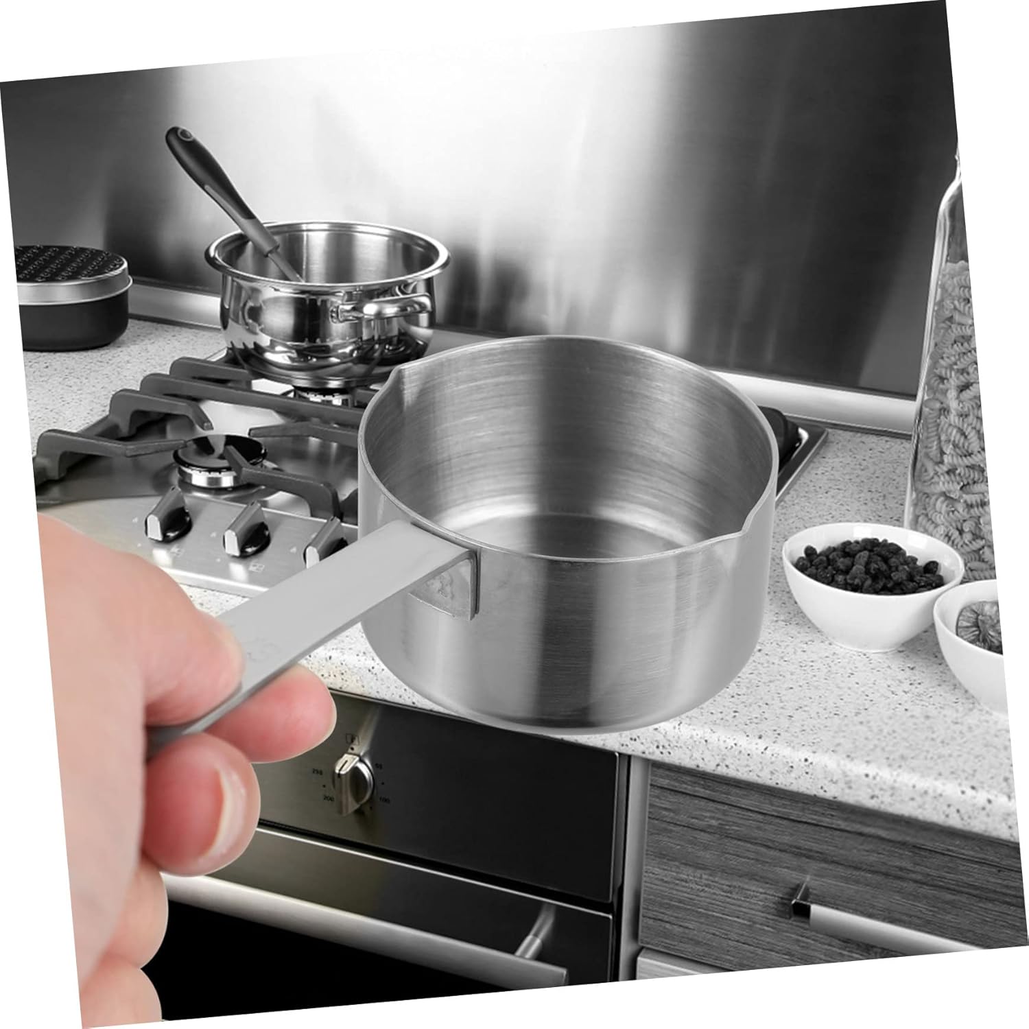 1 cacerola de inducción wok líquido tazas medidoras sartén antiadherente con tapa olla de pasta de acero inoxidable mini olla olla sopa sartén hogar