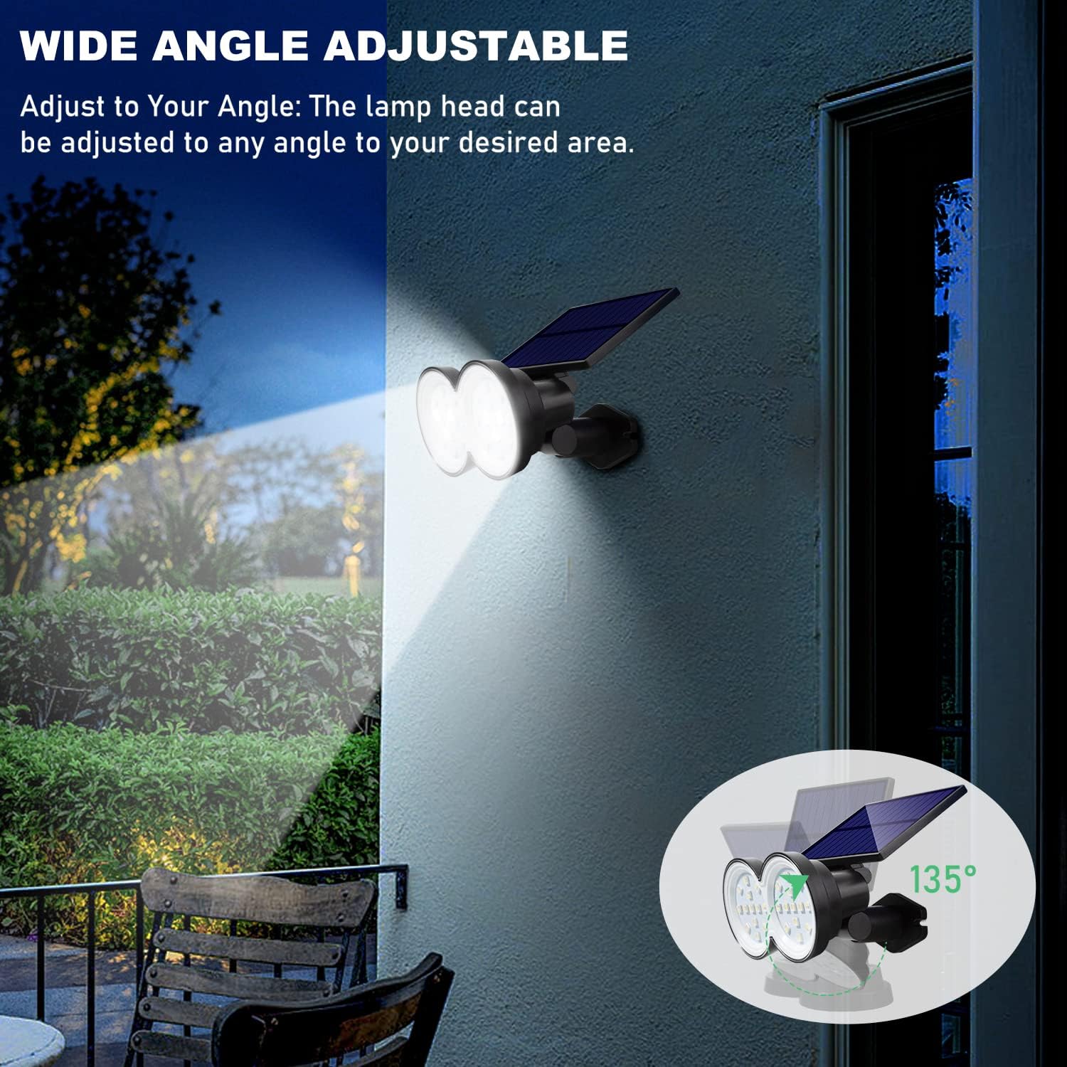 K KASONIC – Focos solares de paisaje para exteriores, 2 en 1, luz solar de pared y tierra, luz diurna y blanco cálido, inalámbrico, luz de jardín