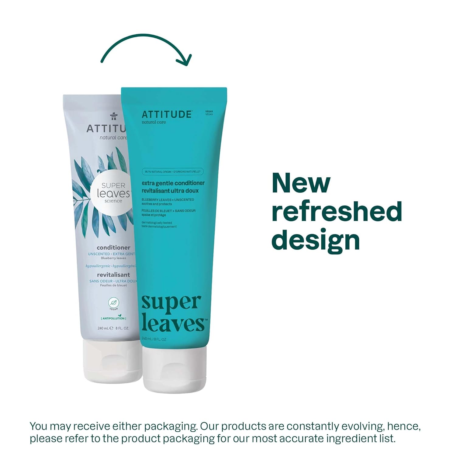 ATTITUDE Acondicionador para cabello extra suave, probado dermatológicamente, a base de plantas y minerales, vegano, sin perfume, 8 onzas líquidas