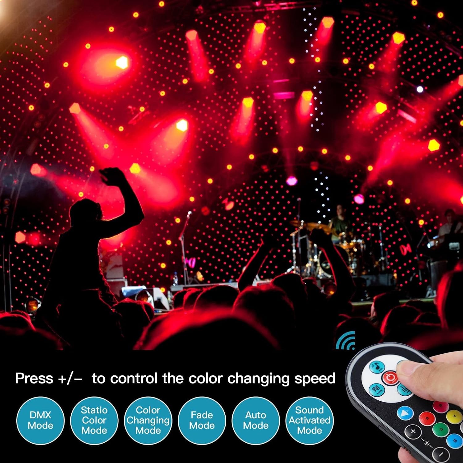 UKing – Luces de escenario, 20 paquetes de 36 LED RGB LED Par, luces de fiesta de DJ de 7 canales con control remoto y controlador DMX activadas por
