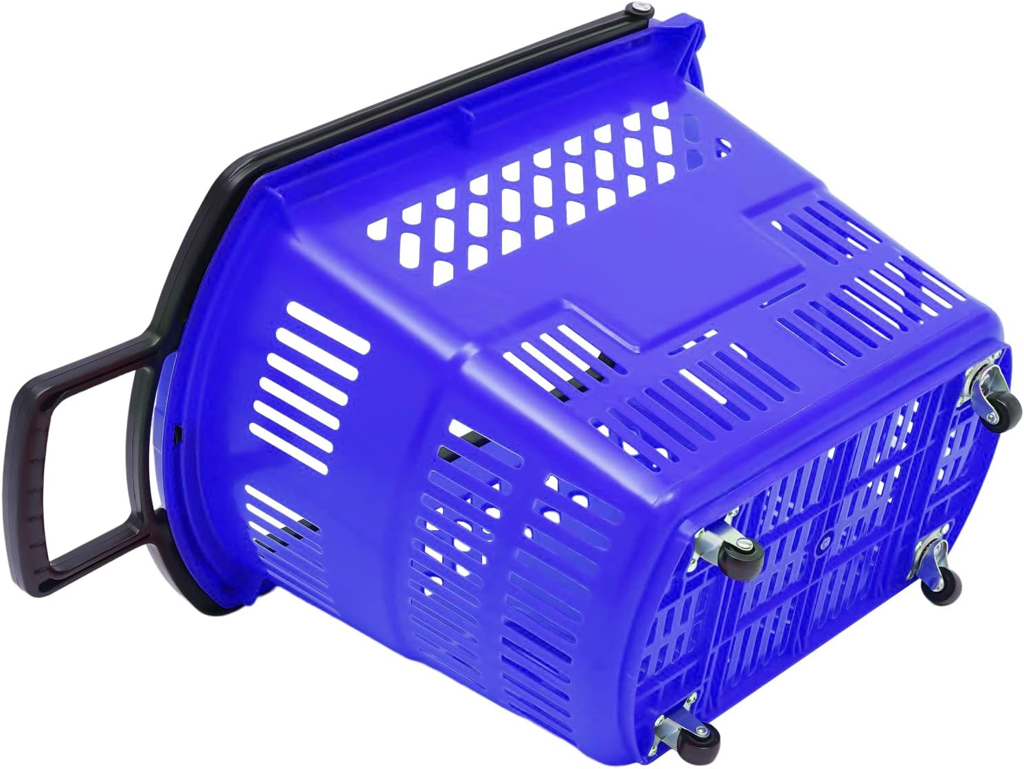 6 carritos de compras, 35 l9.2 galones de plástico con ruedas, cestas de compras con asas, juego de cestas de compras portátiles para tiendas