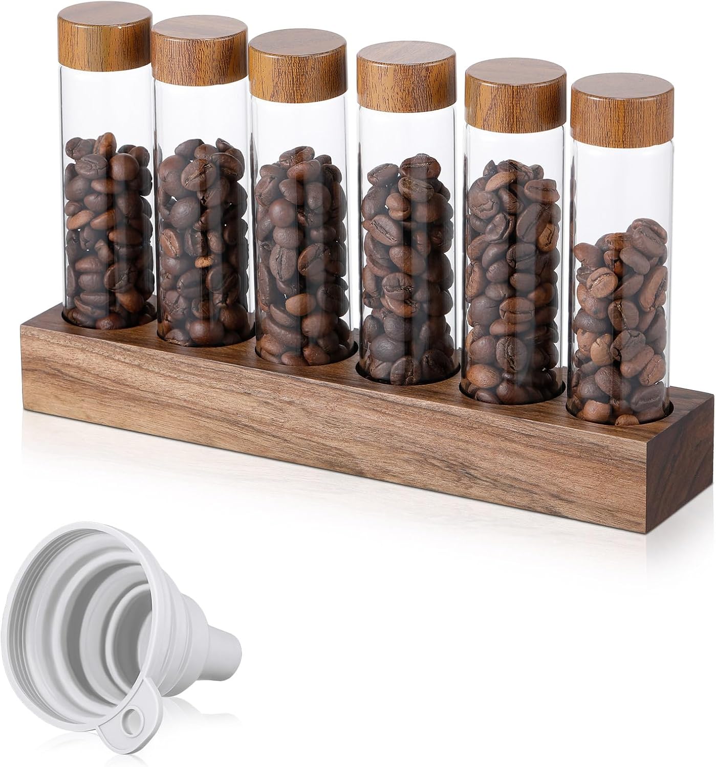 Tubos de almacenamiento de granos de café de dosis única, tarro de vidrio de borosilicato de 2 onzas, recipiente para granos de café herméticos