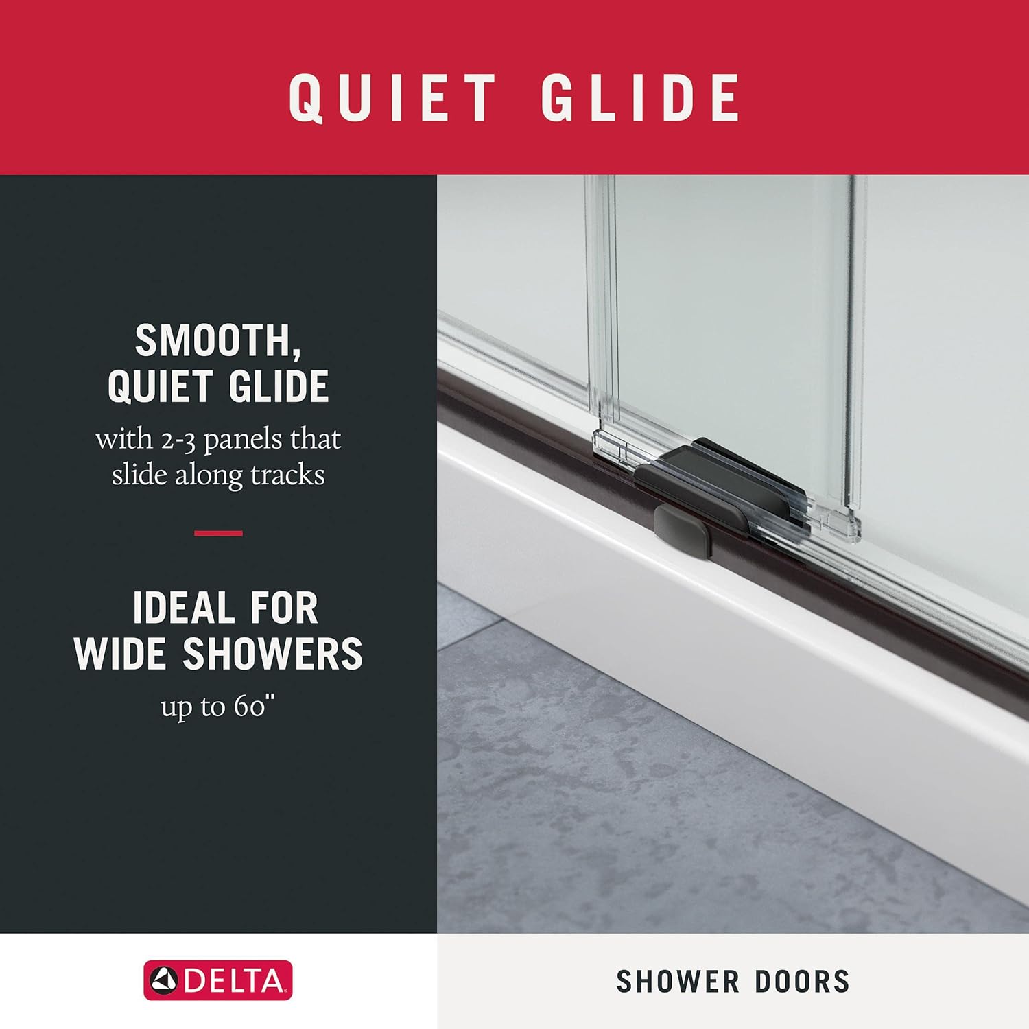 Delta Shower Doors – Puerta corrediza semi enmarcada clásica contemporánea para ducha