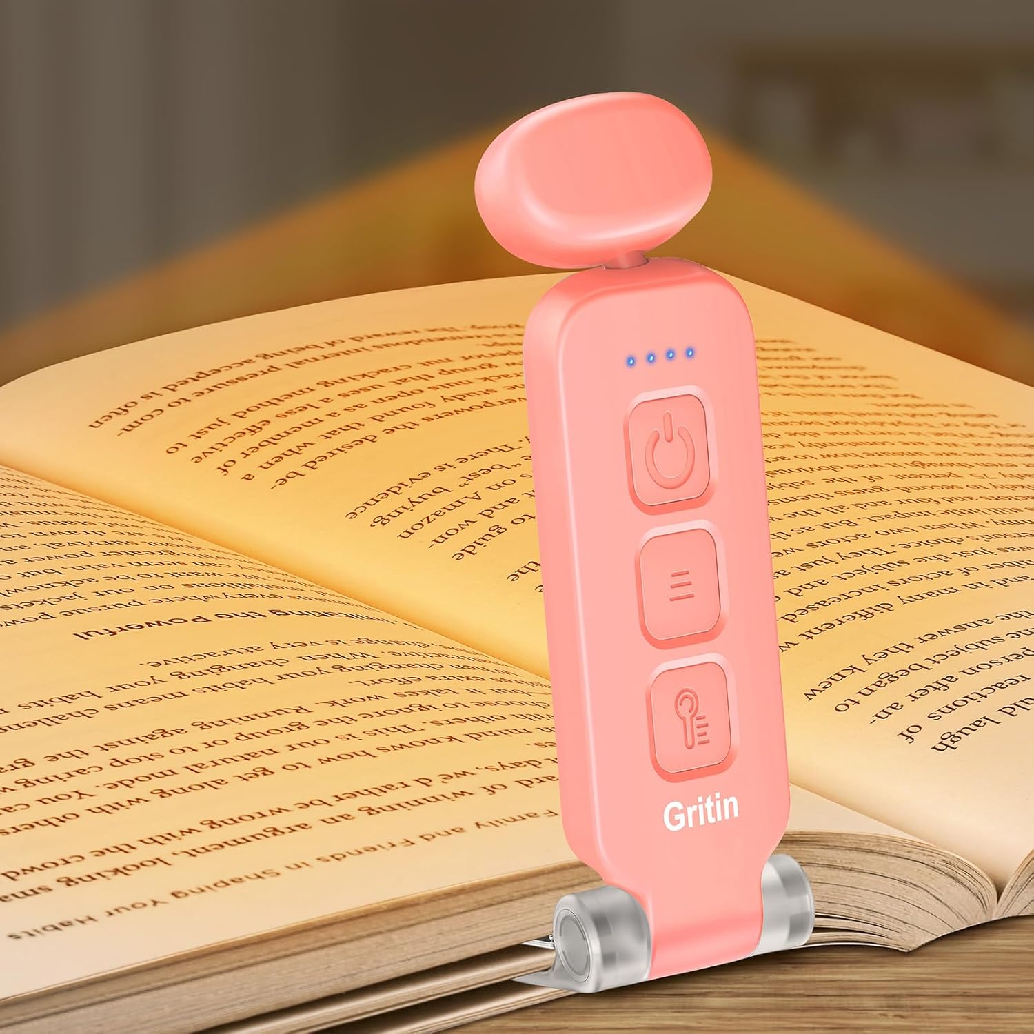Gritin Luz de libro recargable para leer en la cama con función de memoria, mini portátil, cuidado de los ojos, 3 colores, brillo regulable, larga
