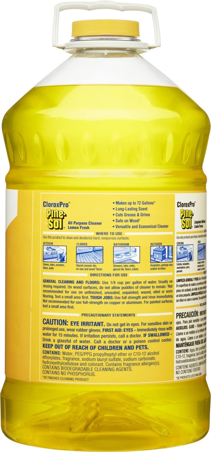 Clorox Pro Pine-Sol Limpiador multiusos, limón fresco, 144 onzas (el paquete puede variar)