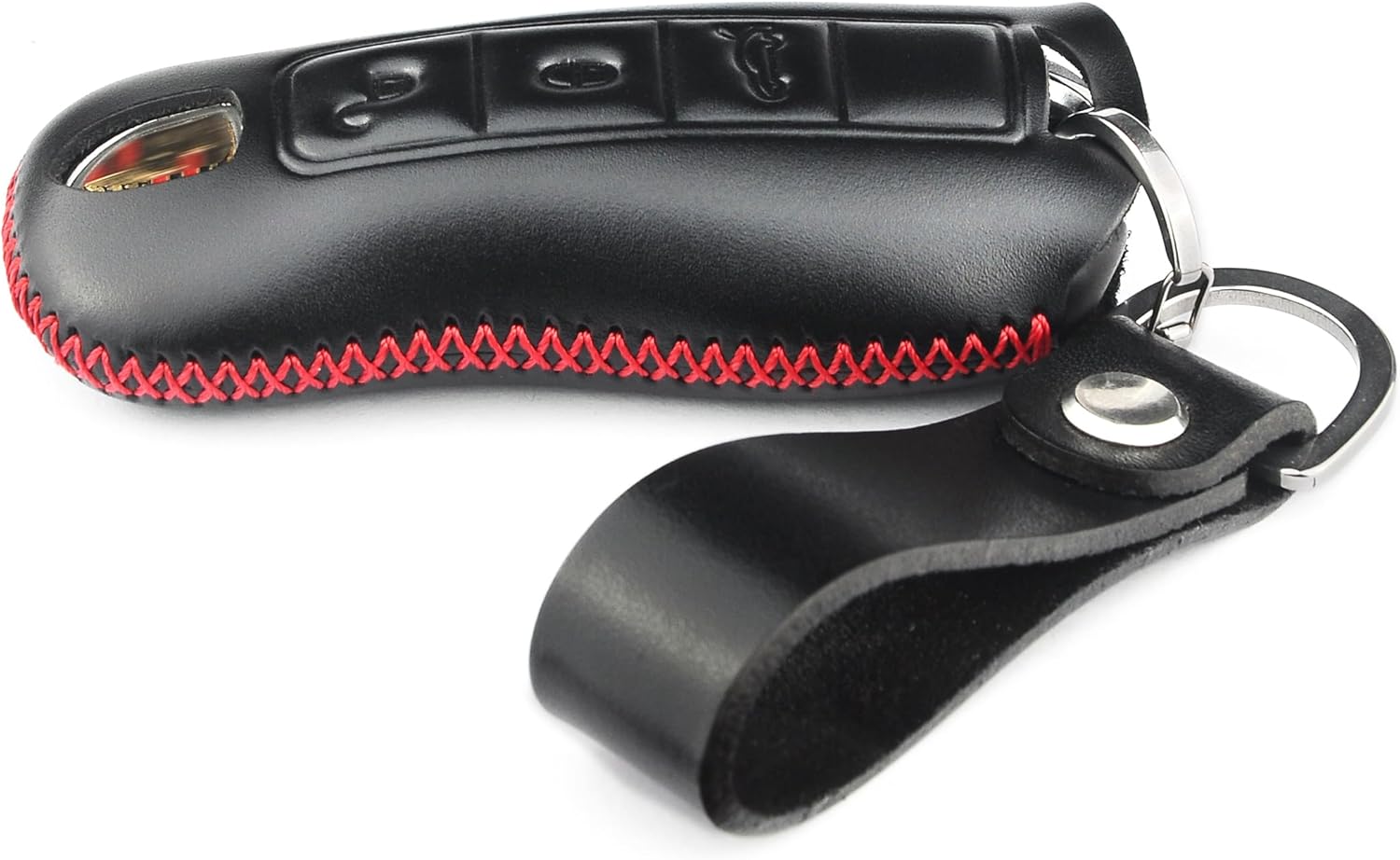 Funda para llavero de piel italiana auténtica compatible con Porsche 911 Cayenne Panamera TAYCAN 3