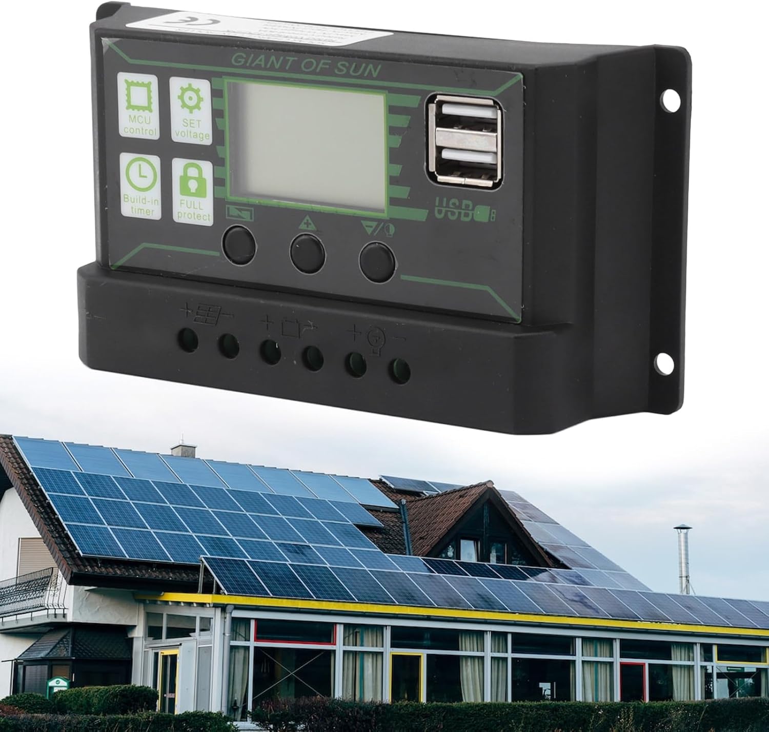 Controlador de carga solar, controlador de energía ABS 5V con doble puerto USB, regulador PWM inteligente para paneles solares (80A)