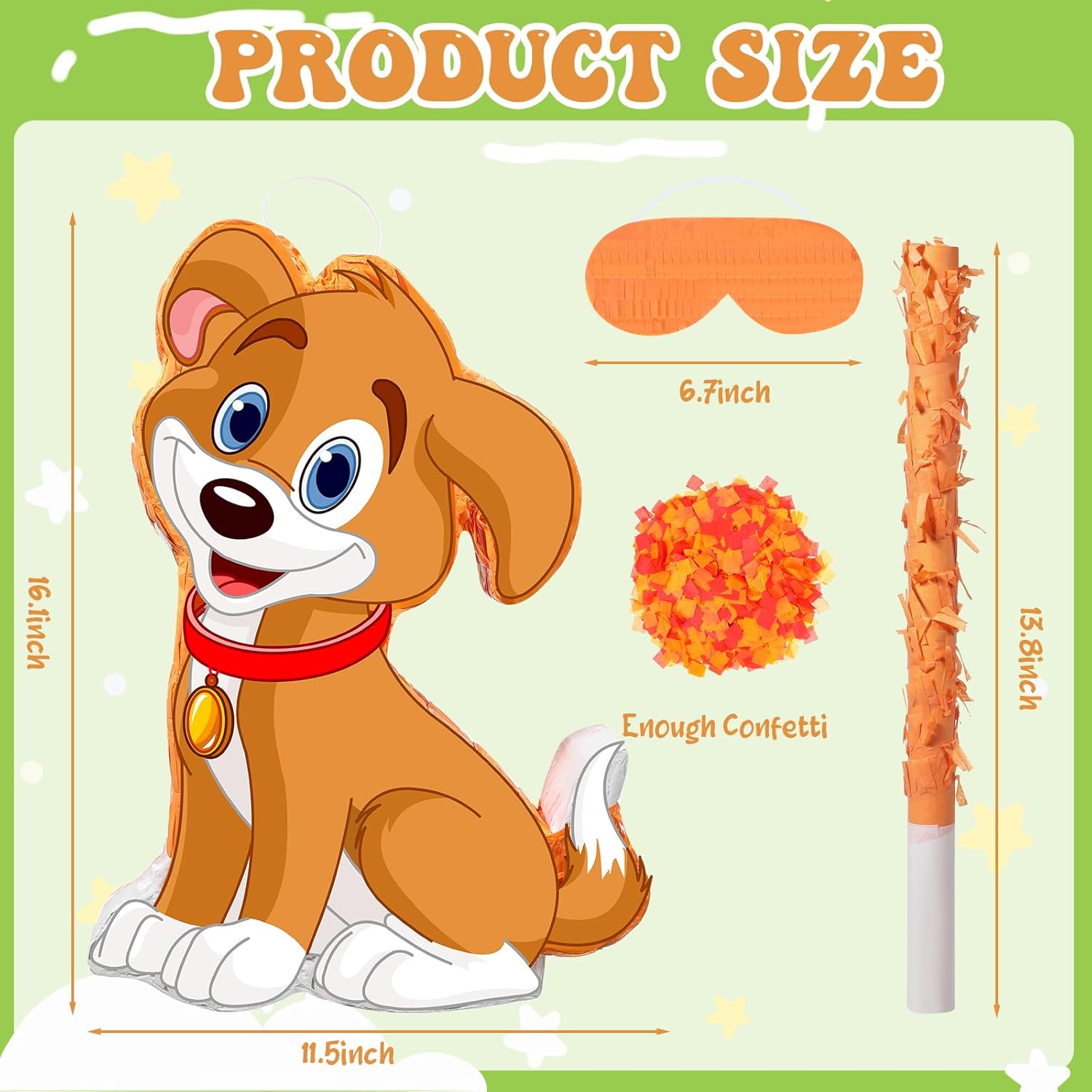 Sotiff Juego de piñata de fiesta para cachorros, incluye piñata para fiesta de perro, palo, murciélago, máscara de ojos vendados, confeti para niñas