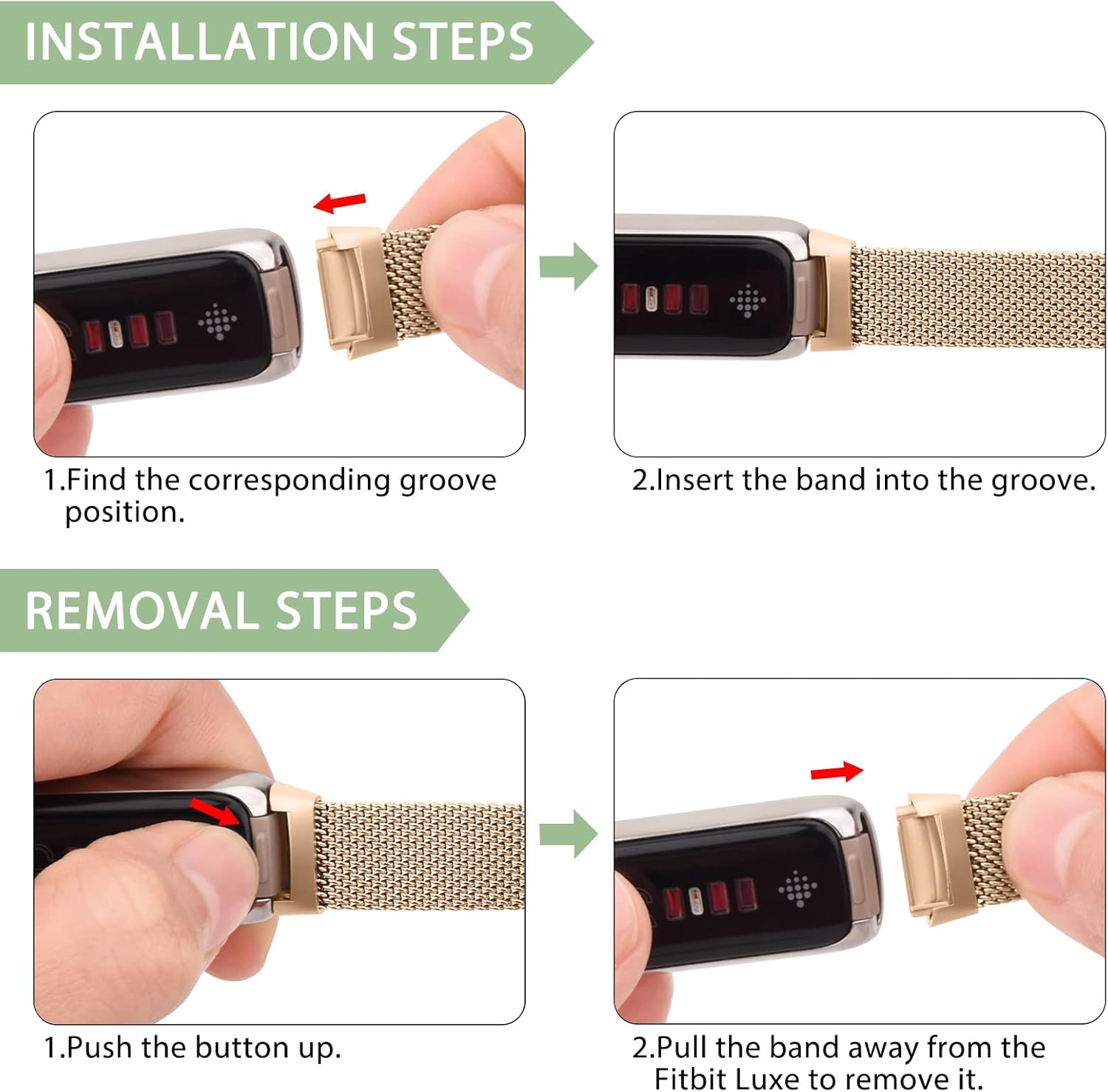 Amzpas Correa de metal compatible con bandas Fitbit Luxe para mujeres y hombres, correa de repuesto de malla de acero inoxidable para Fitbit