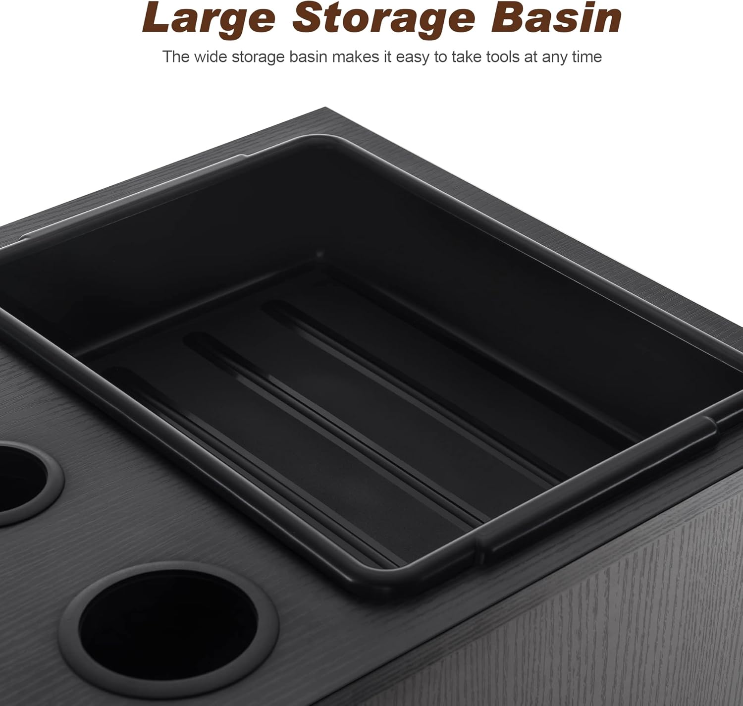 BarberPub Gabinete de almacenamiento de salón Beauty Locker Soporte para secador de pelo Estilista Equipo de spa con cajón 2035 (negro)
