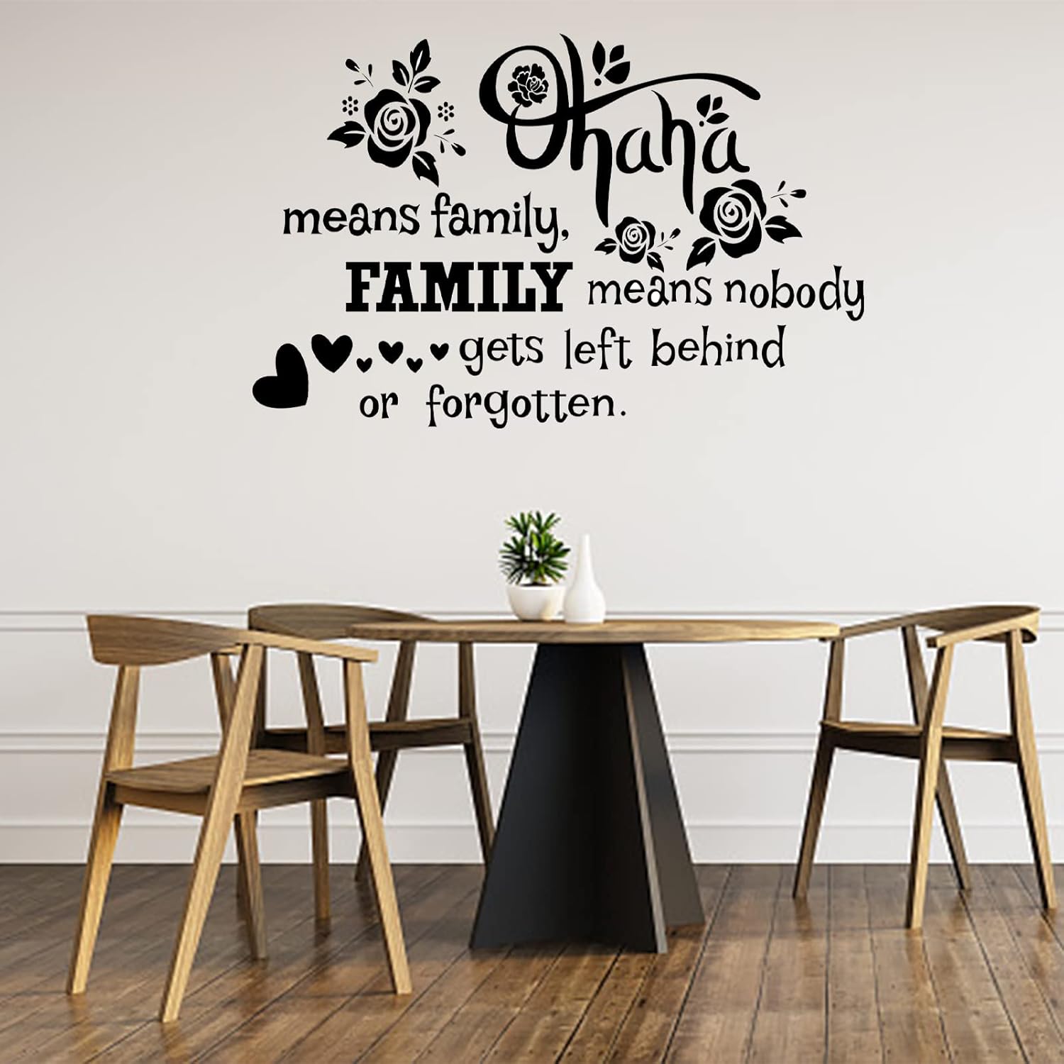PLIGREAT Ohana Means – Calcomanías de pared con citas familiares, vinilo extraíble para sala de estar, dormitorio, sofá, fondo de TV, pasillo,