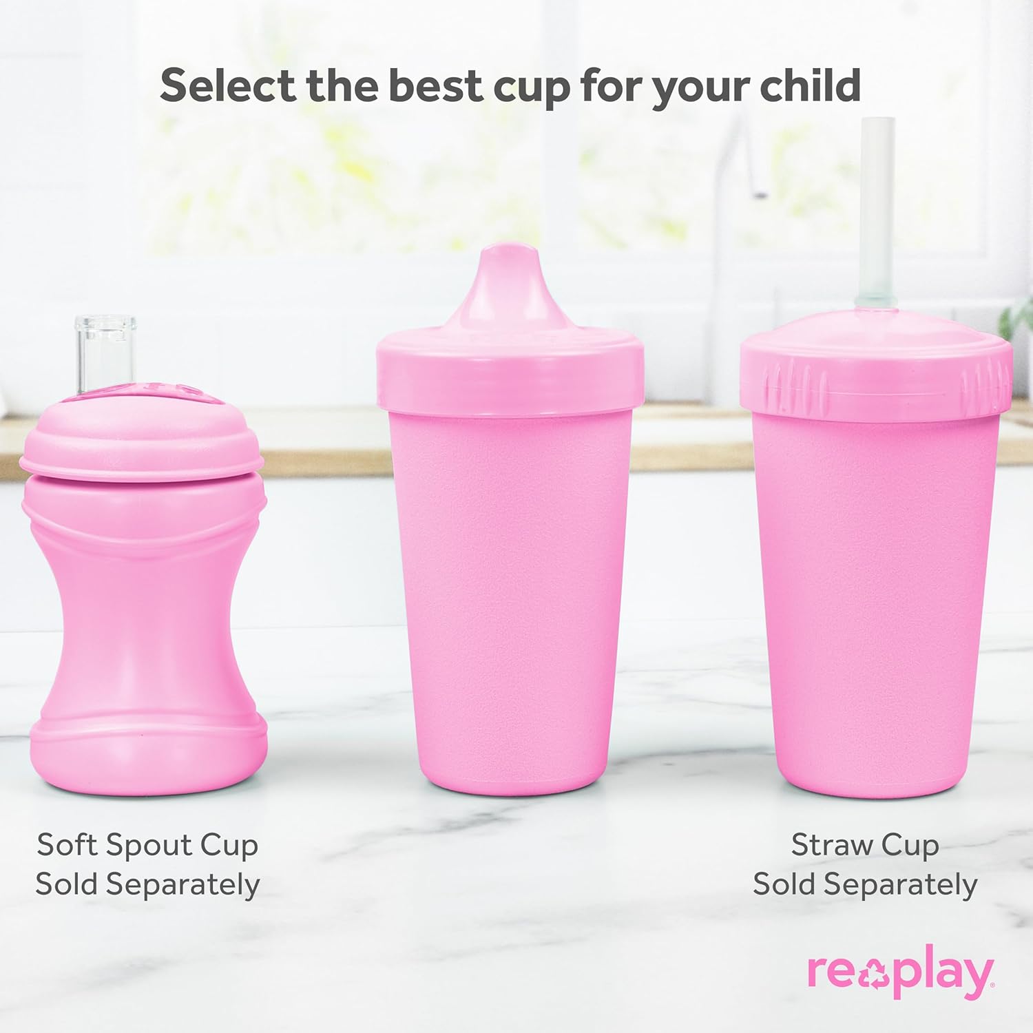 Re-Play – Vasos con tapa de 10 oz., hechos en EE.UU., para niños pequeños de 1 año en adelante, a prueba de derrames, aptos para lavavajillas y