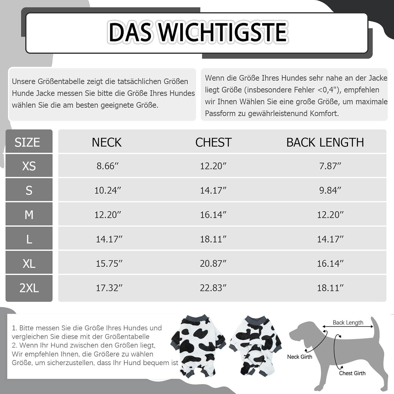 DENTRUN Ropa cálida de invierno para perros pequeños, disfraz divertido de suéter de vaca con leche, disfraz de perro y gato, pijama de franela suave