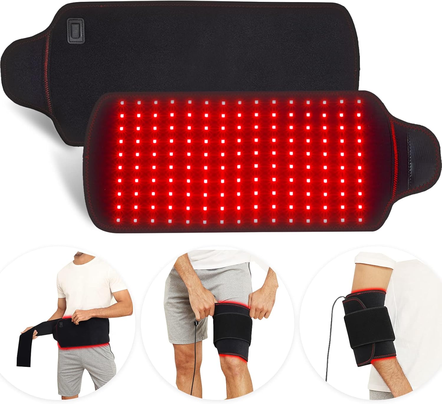 Cinturón de terapia de luz roja para cuerpo, 150 piezas LED de 660 nm y 850 nm de terapia de luz infrarroja cercana con modo de pulso, dispositivo