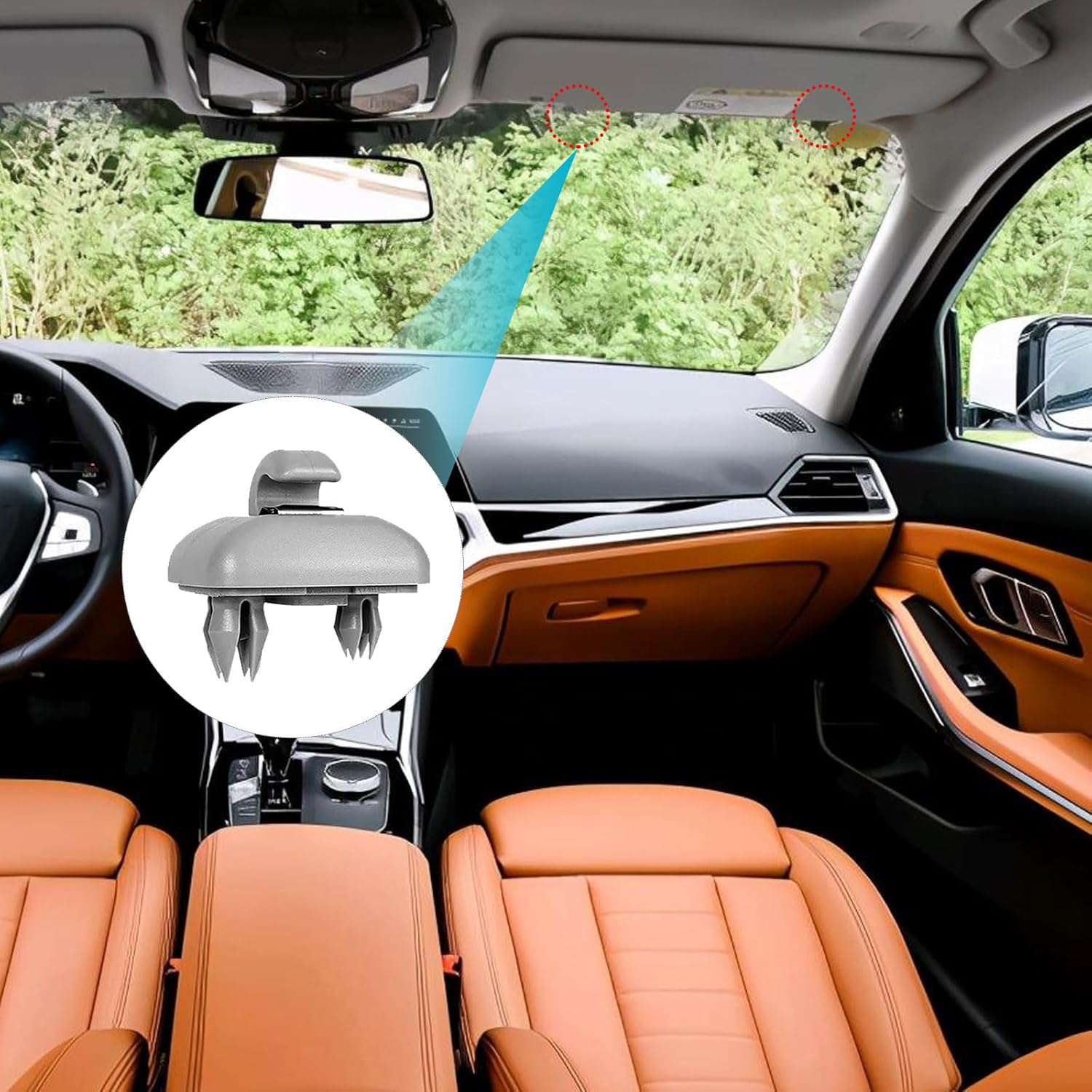 2 soportes de gancho con clip, clip de plástico para visera solar interior específico para automóvil, 8U0857562A8E0857563A, hebilla de protección