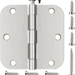 Paquete de 10 bisagras de puerta de níquel satinado de 3.5 x 3 12 pulgadas, bisagras de puerta interior para puertas, esquinas redondeadas de radio Paquete de 10 bisagras de puerta de níquel satinado de 3.5 x 3 12 pulgadas, bisagras de puerta interior para puertas, esquinas redondeadas de radio
