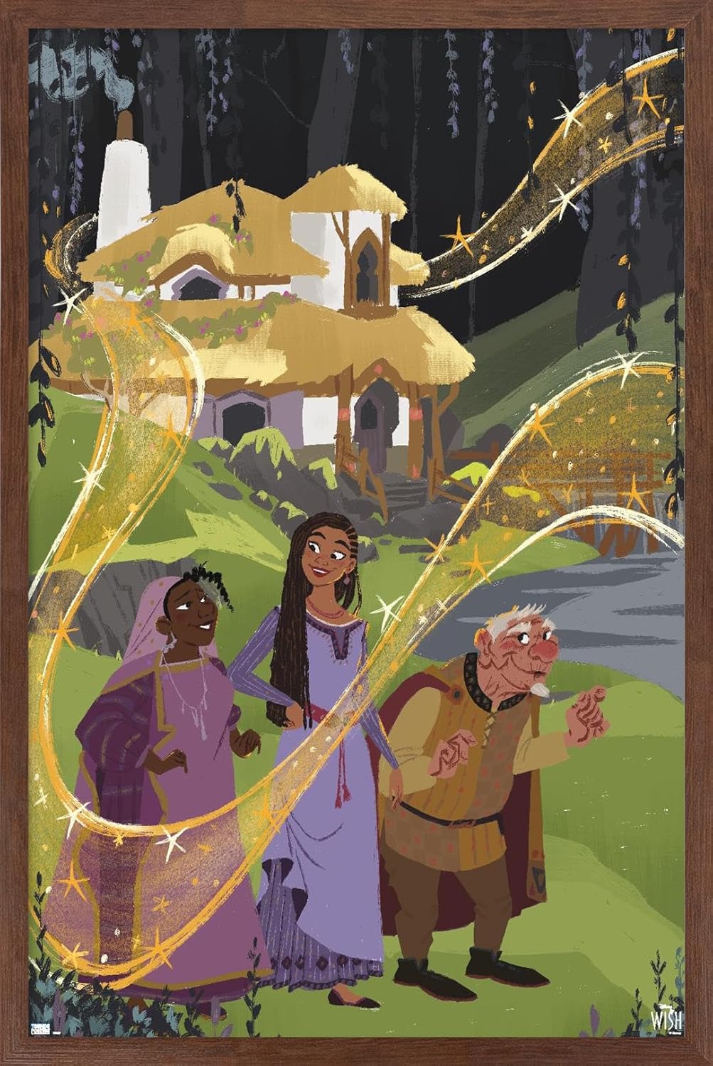 Trends International Disney Wish – Póster de collage 1 (familiar), póster de pared, 22.37 x 34.00 pulgadas, versión enmarcada de caoba