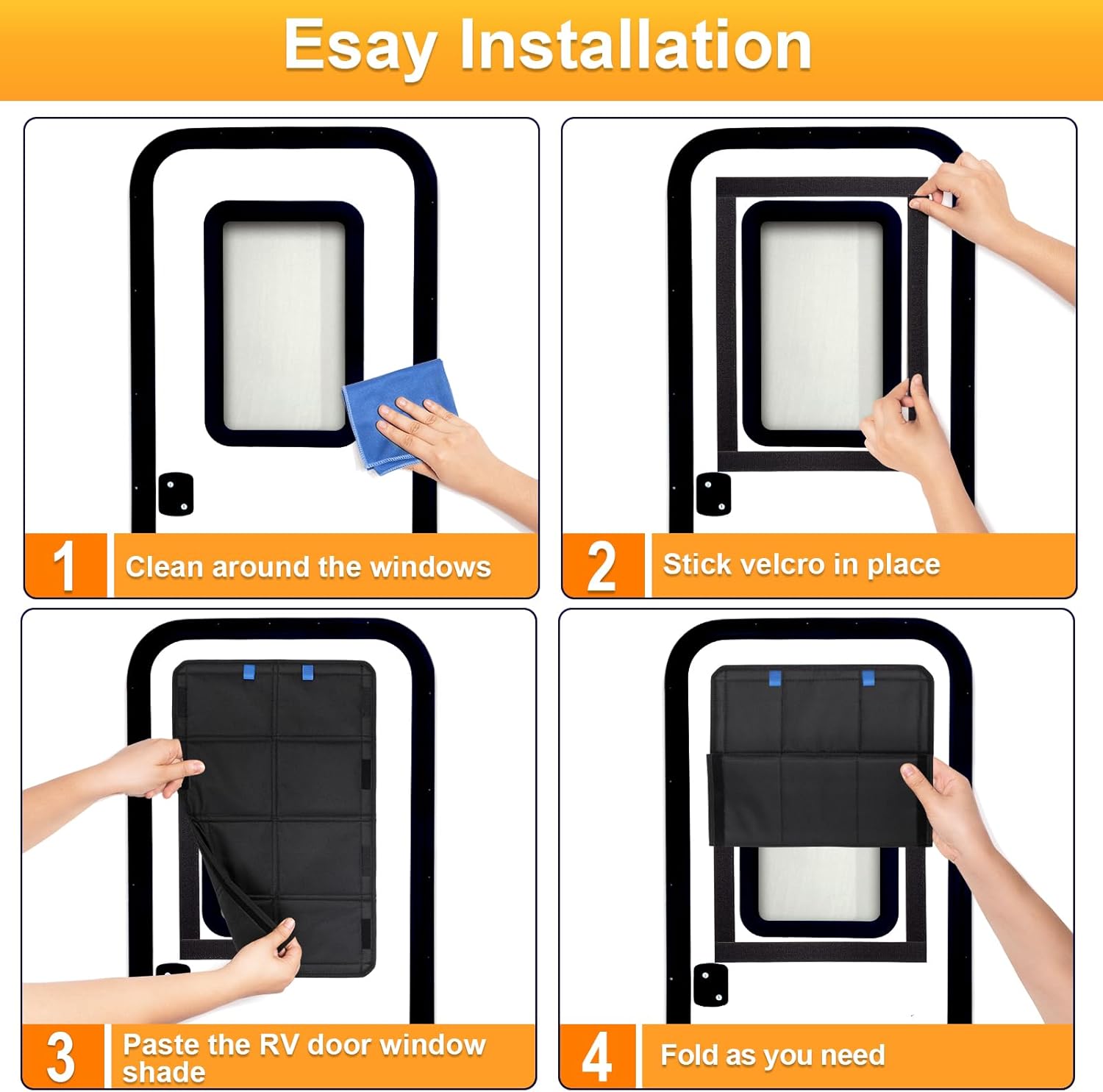 Spurtar Persiana magnética opaca para ventana de puerta de autocaravana, 25 x 16 pulgadas, accesorios de RV para interior, cubierta opaca para