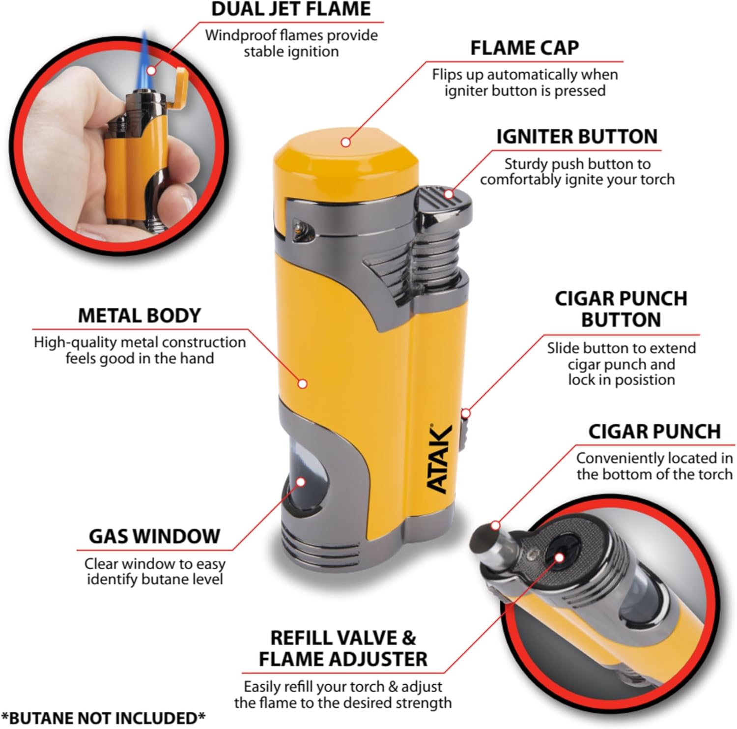 Performance Tool 802 Antorcha de doble llama – Linterna de butano versátil y duradera para soldadura, soldadura y más