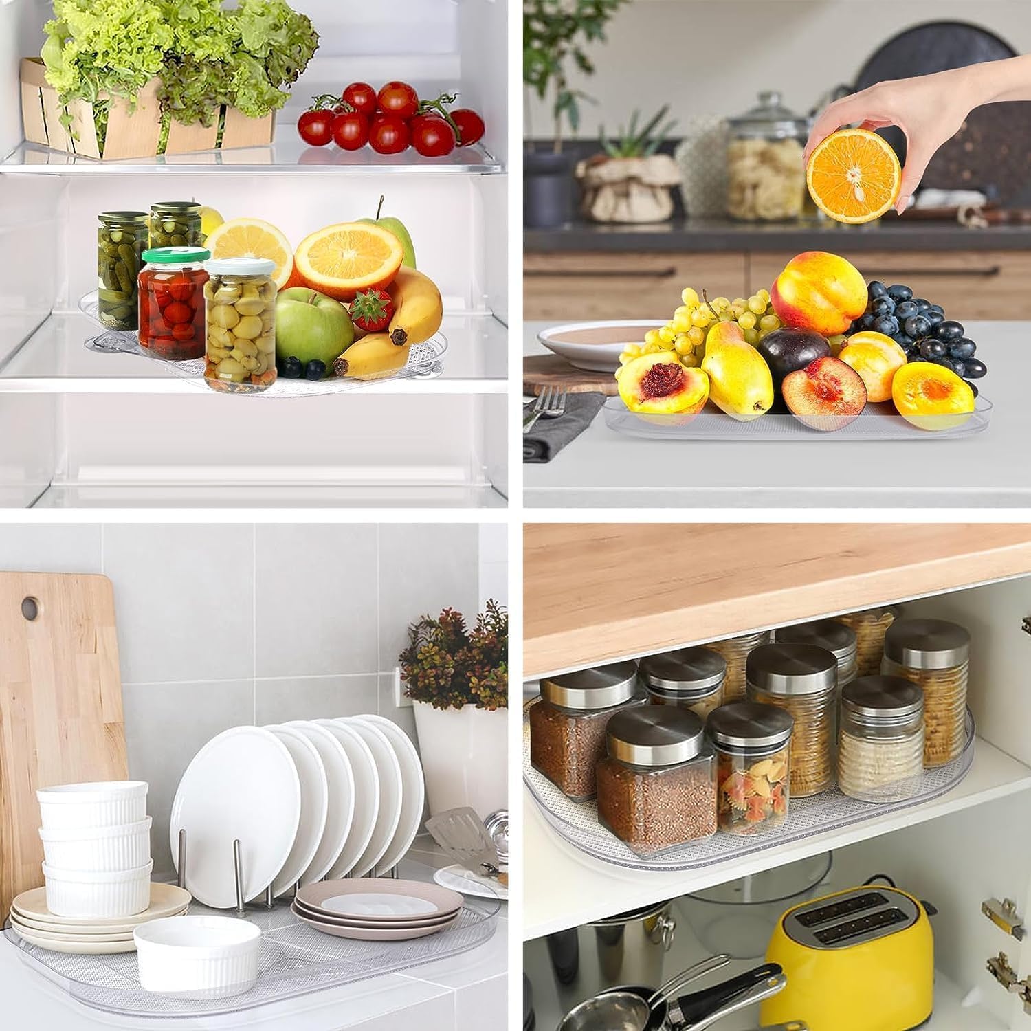 Lazy Susans – Organizador ovalado para gabinete, organizador de despensa, organizador de cocina, organizador de refrigerador, bandeja de baño,