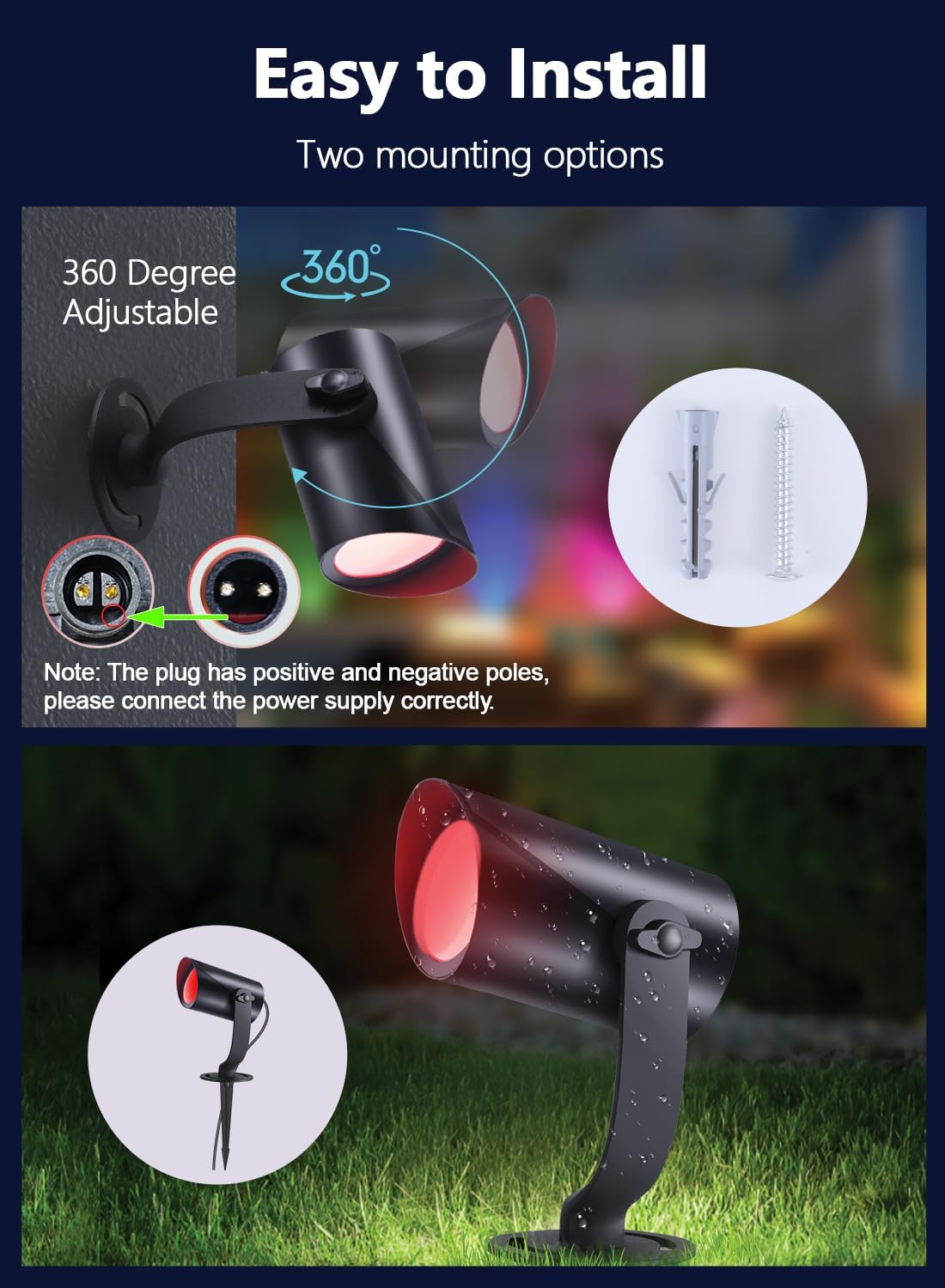 APPECK Iluminación inteligente de paisaje, focos de paisaje impermeables IP67, 3000LM regulables RGBICW luces de camino funcionan con Alexa, luces