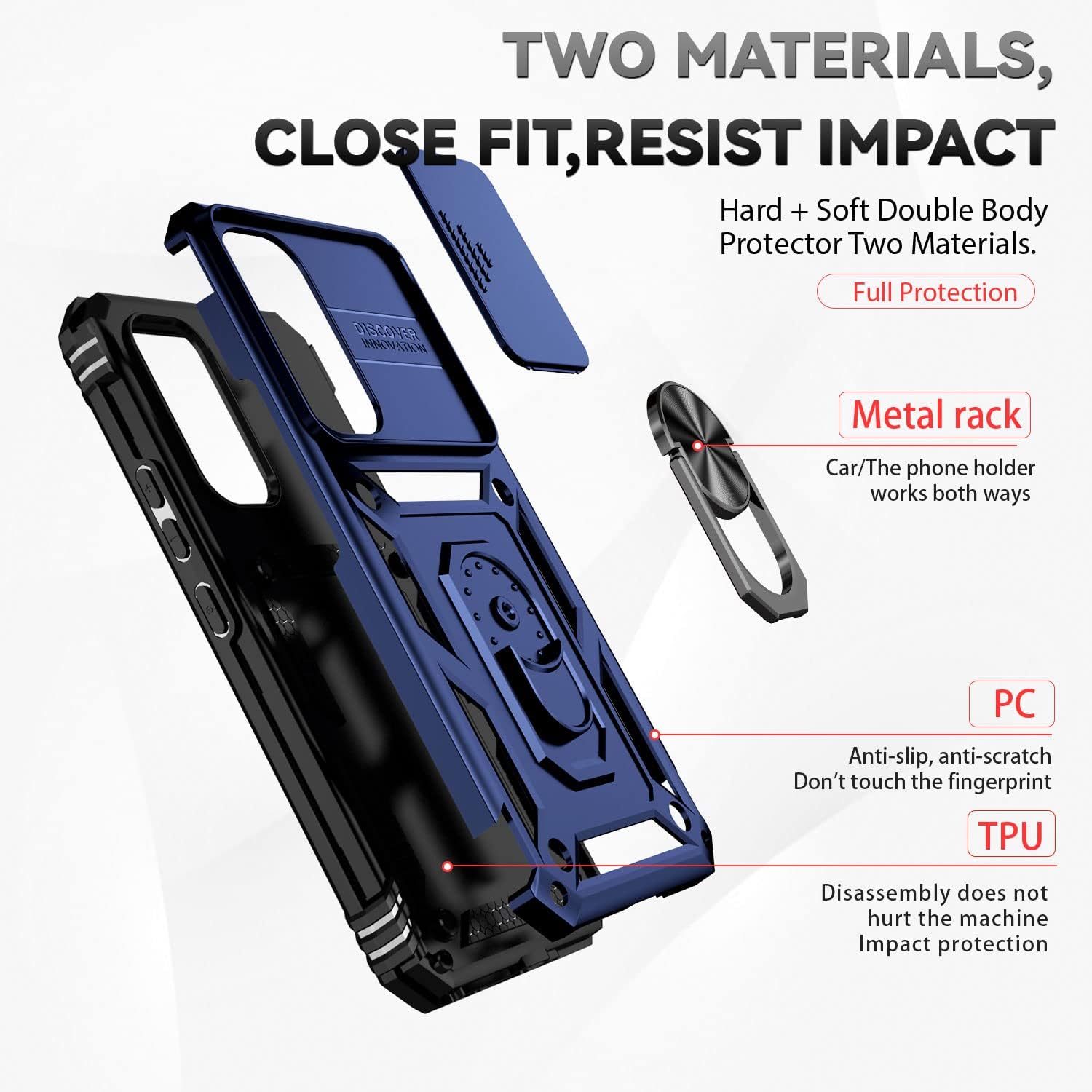 Funda para Samsung Galaxy A54 5G, Galaxy A54 5G con protector de pantalla y funda para cámara, grado militar 16 pies. Funda a prueba de caídas con