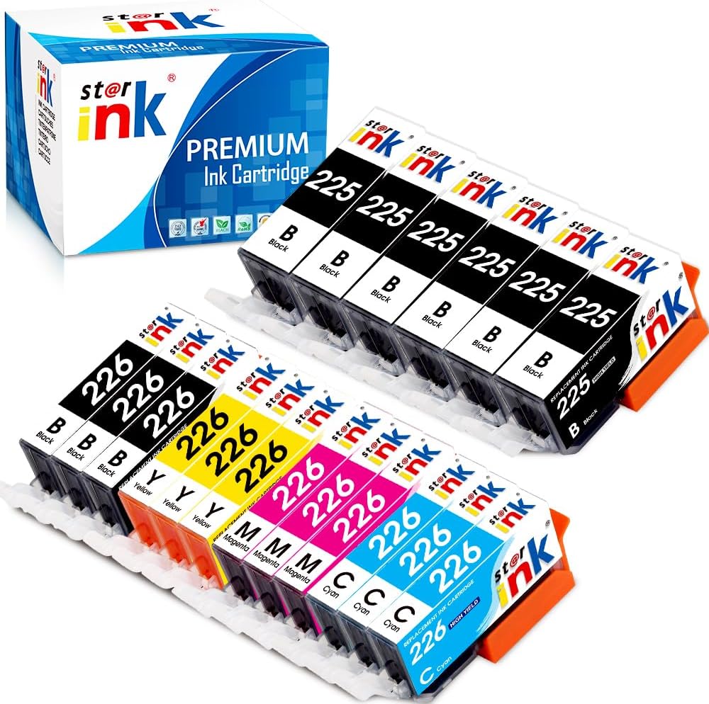 Starink 225 226 – Cartuchos de tinta de repuesto para Canon PGI-225 CLI-226 Ink Wrok para impresora compatible MG5320 MG5220 MG6120 MG8120 MX882
