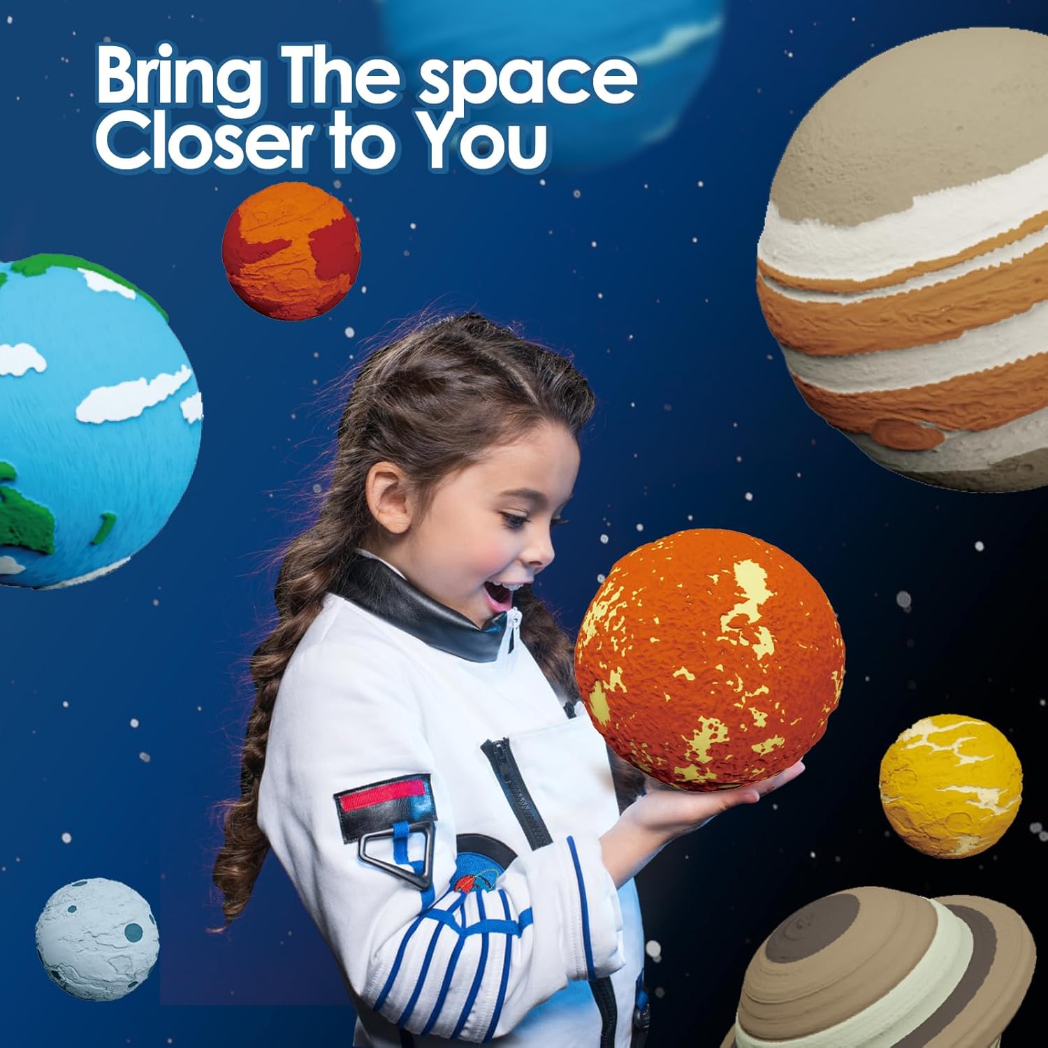 Woumserta Kit de excavación de piedras preciosas, juguetes espaciales del sistema solar excavan 15 gemas de 10 planetas, kits de ciencia para niños