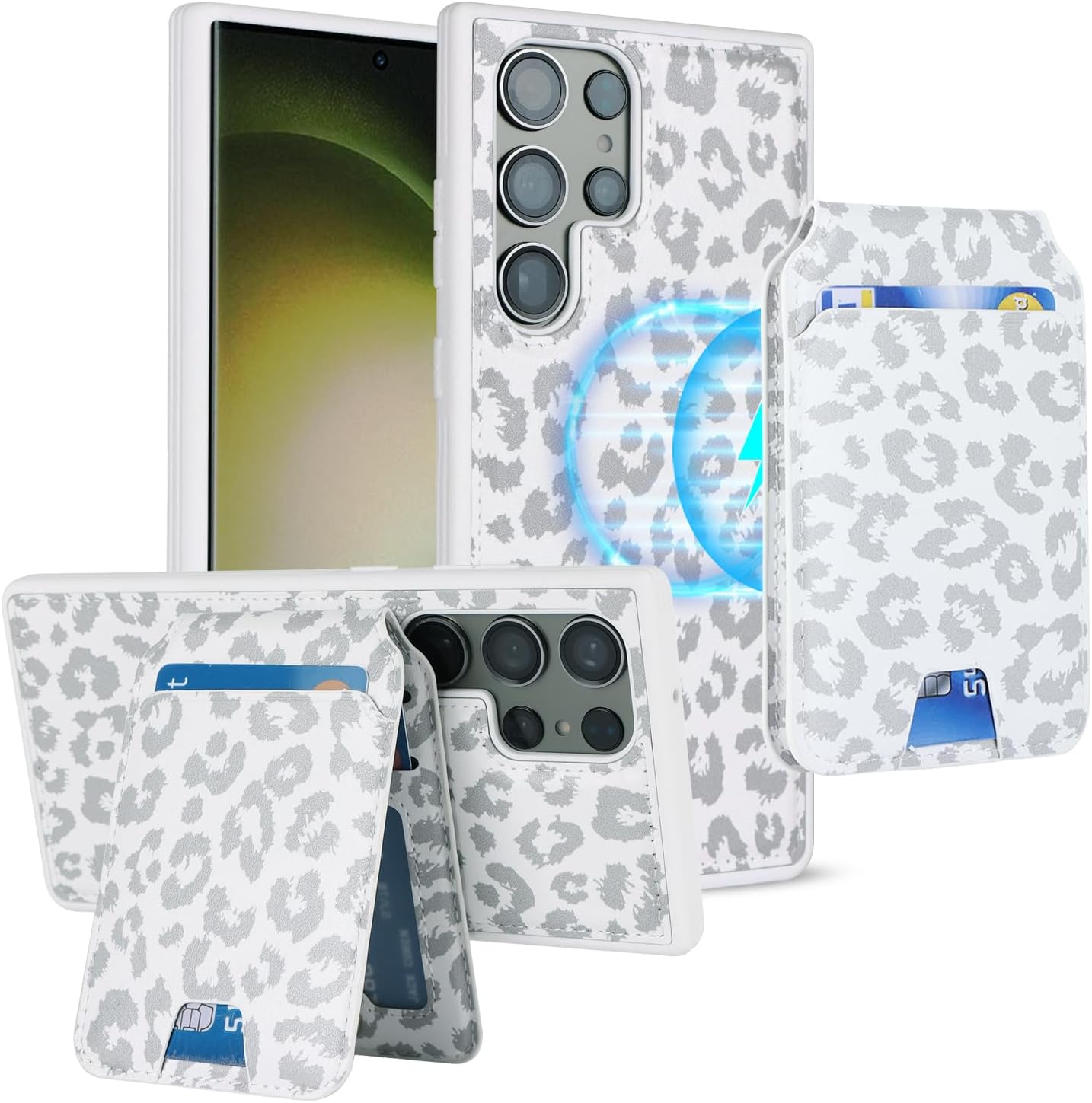 Funda Samsung Galaxy S23 Ultra con tarjetero de crédito, caja fuerte para Galaxy S23 Ultra, funda de cuero para mujer, compatible con mag Safe