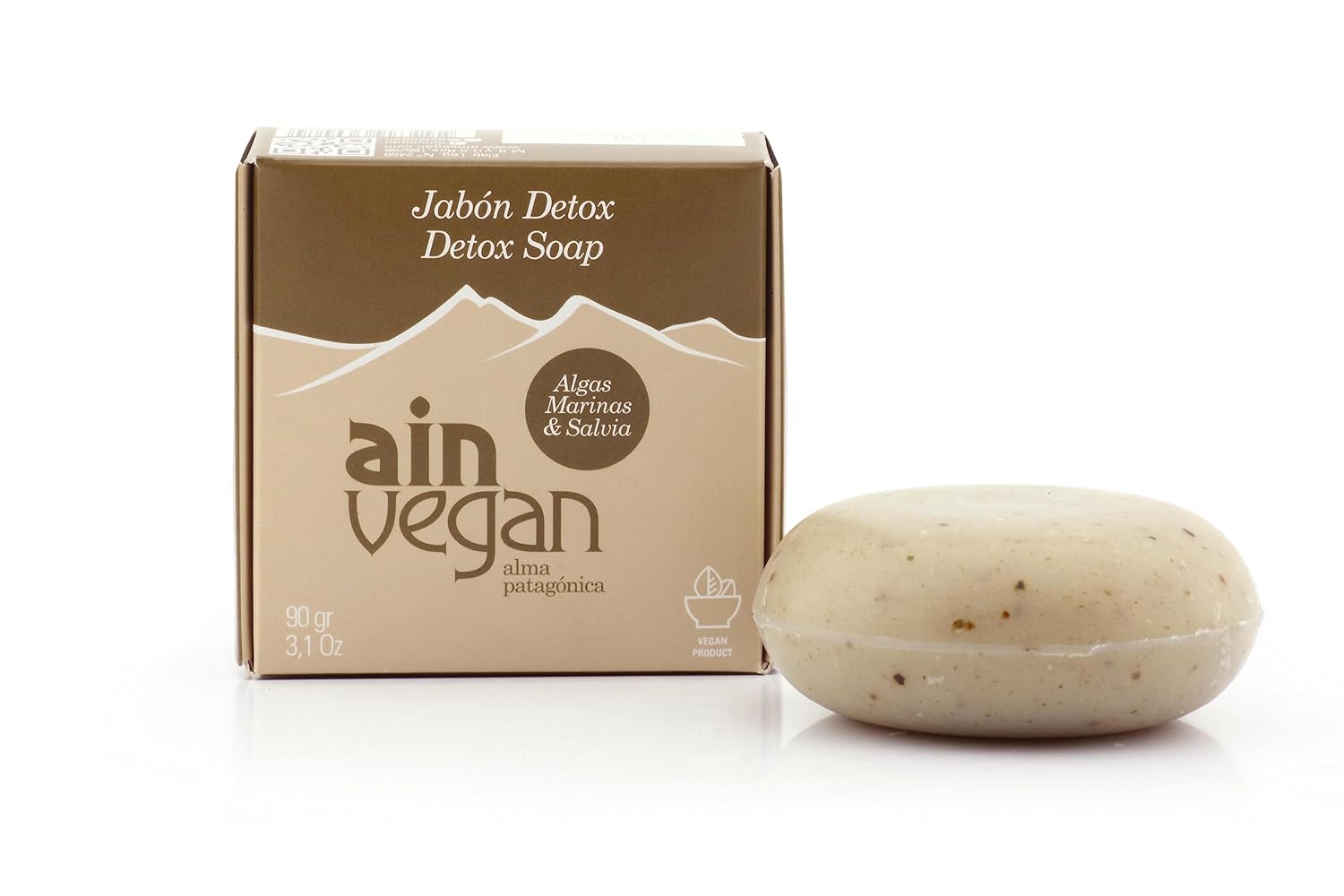 AIN – Jabón de desintoxicación vegano, jabón corporal vegano para todo tipo de piel, jabón desintoxicante, ingredientes naturales, algas marinas y