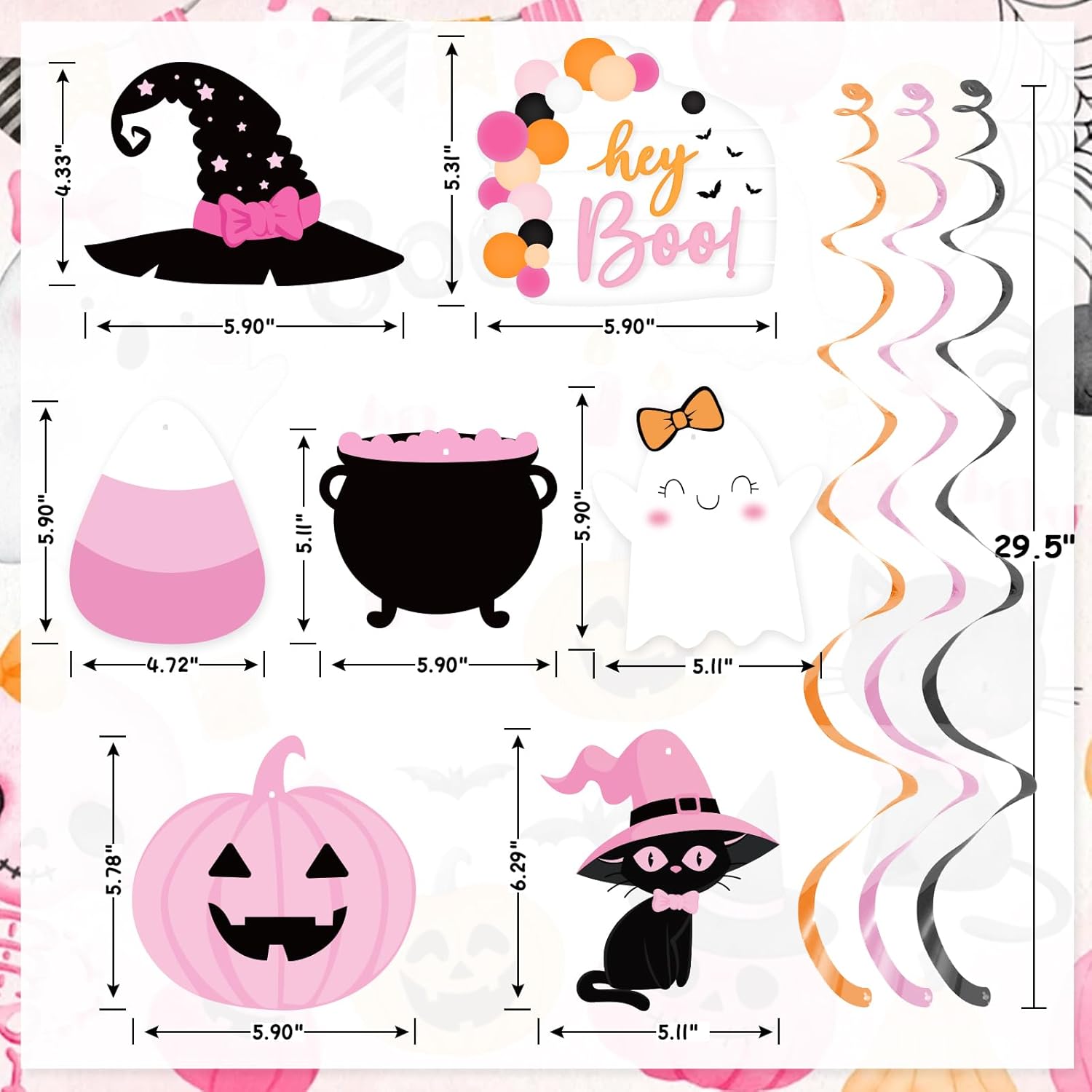 Remolinos colgantes para fiesta de Halloween, lindo caldero de bruja fantasma, calabaza, boo, serpentina colgante de techo para Little Boo Happy Boo