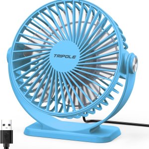 TriPole Ventilador de escritorio alimentado por USB, pequeño ventilador personal de 3 velocidades, mini ventilador de flujo de aire fuerte, rotación TriPole Ventilador de escritorio alimentado por USB, pequeño ventilador personal de 3 velocidades, mini ventilador de flujo de aire fuerte, rotación