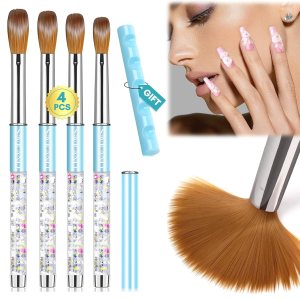 SAVILAND 4 pinceles acrílicos para uñas, tamaño 8101416, juego de pinceles de uñas acrílicas para aplicación acrílica, pinceles de uñas azules para SAVILAND 4 pinceles acrílicos para uñas, tamaño 8101416, juego de pinceles de uñas acrílicas para aplicación acrílica, pinceles de uñas azules para