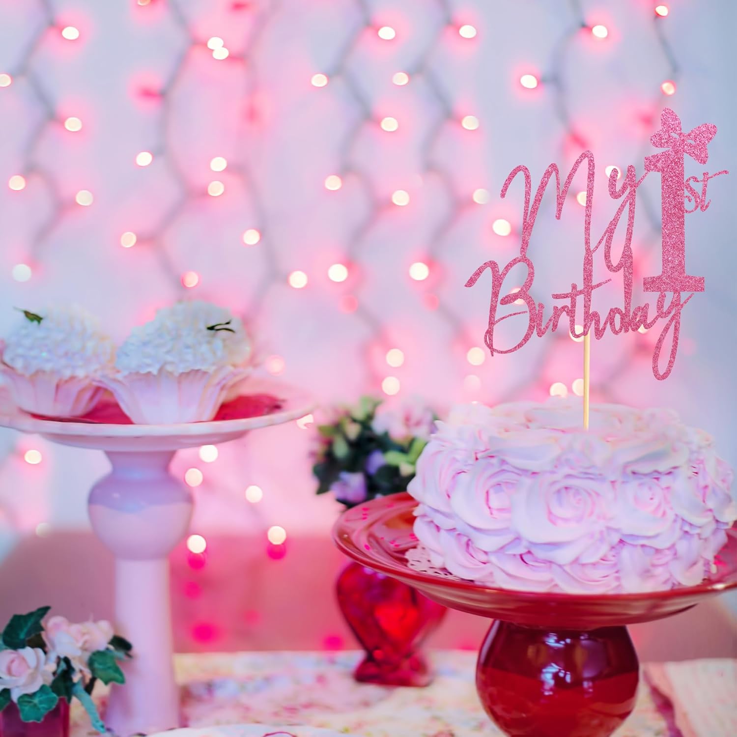 Arthsdite Decoración para pastel de primer cumpleaños, decoración de pastel de Miss Onederful, decoraciones de fiesta de primer cumpleaños para
