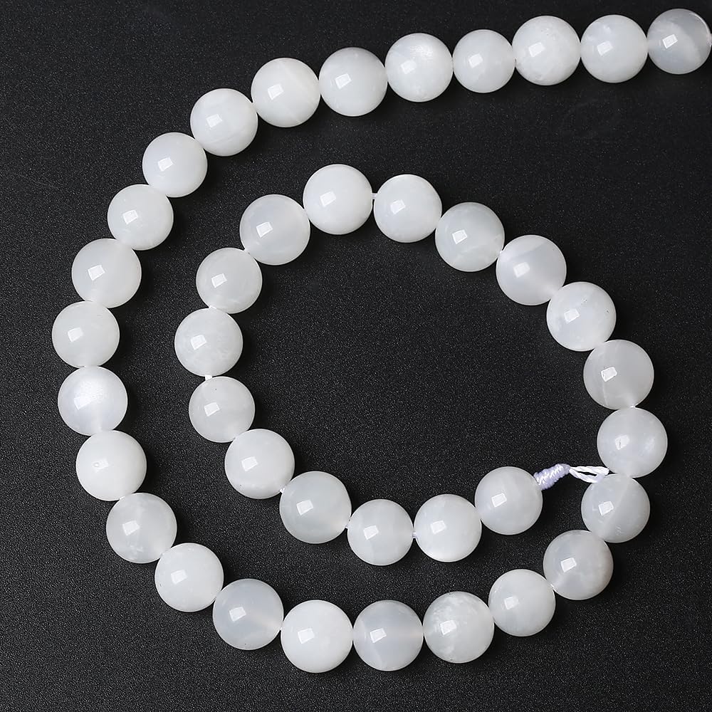 60 cuentas de piedra lunar blanca natural de 0.236 pulgadas (0.236 pulgadas), piedras preciosas AAA, redondas y sueltas para hacer joyas, pulseras,