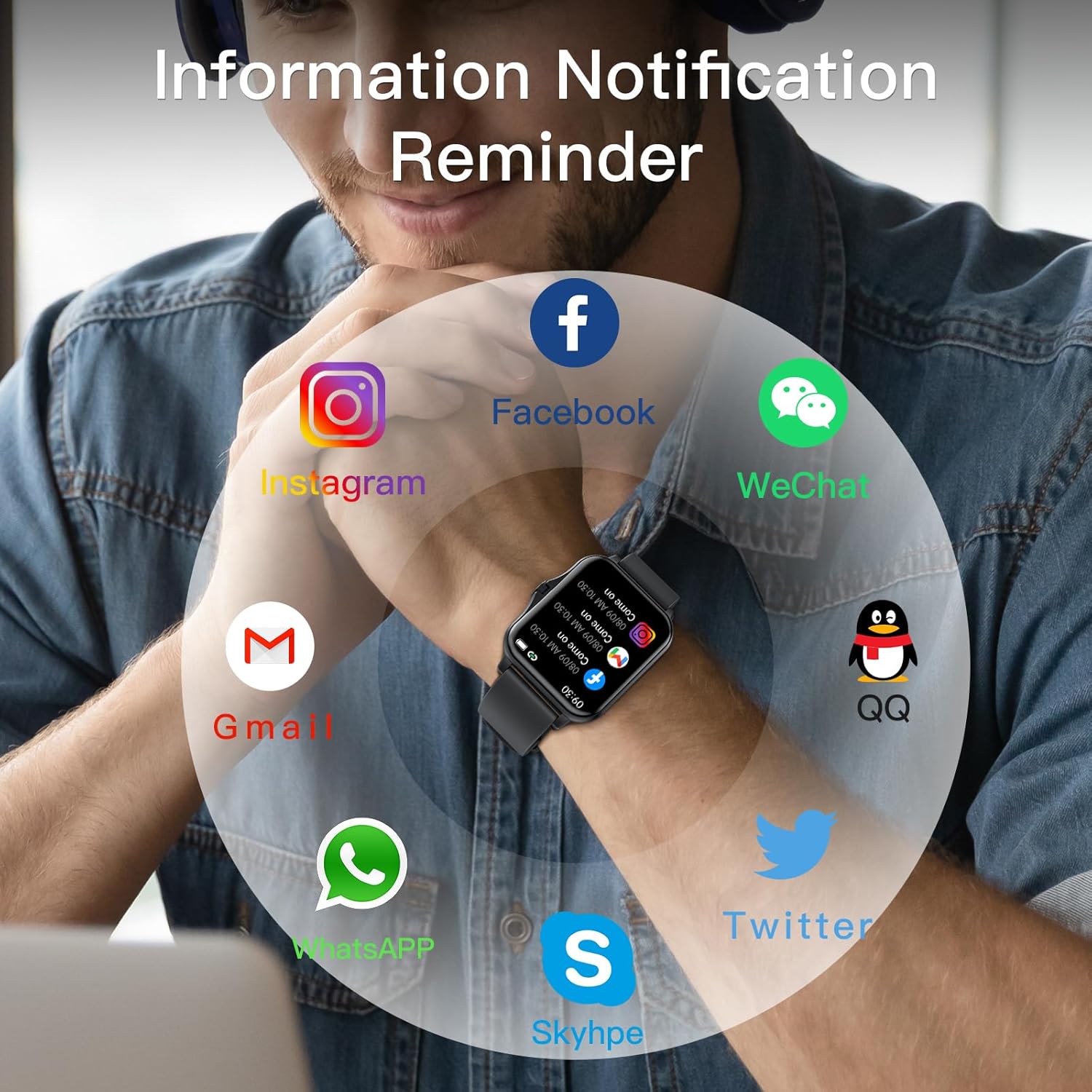 Reloj inteligente (respuestahacer llamadas) Bluetooth rastreador de actividad física con frecuencia cardíaca, monitor de sueño, asistente de voz AI,