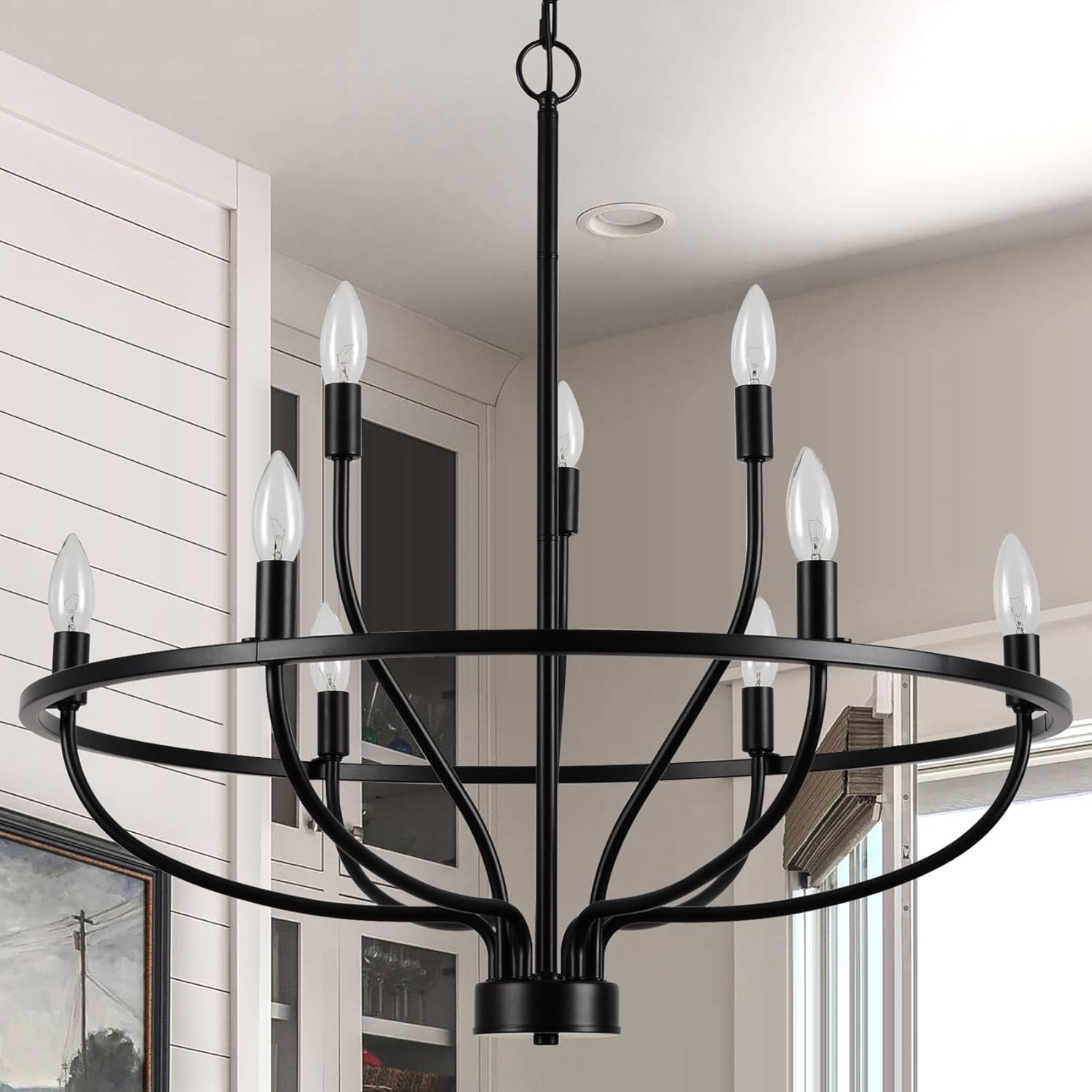 Candelabro de hierro industrial de 9 luces, lámpara moderna suspendida de granja, lámparas colgantes para comedor, dormitorio, sala de estar,