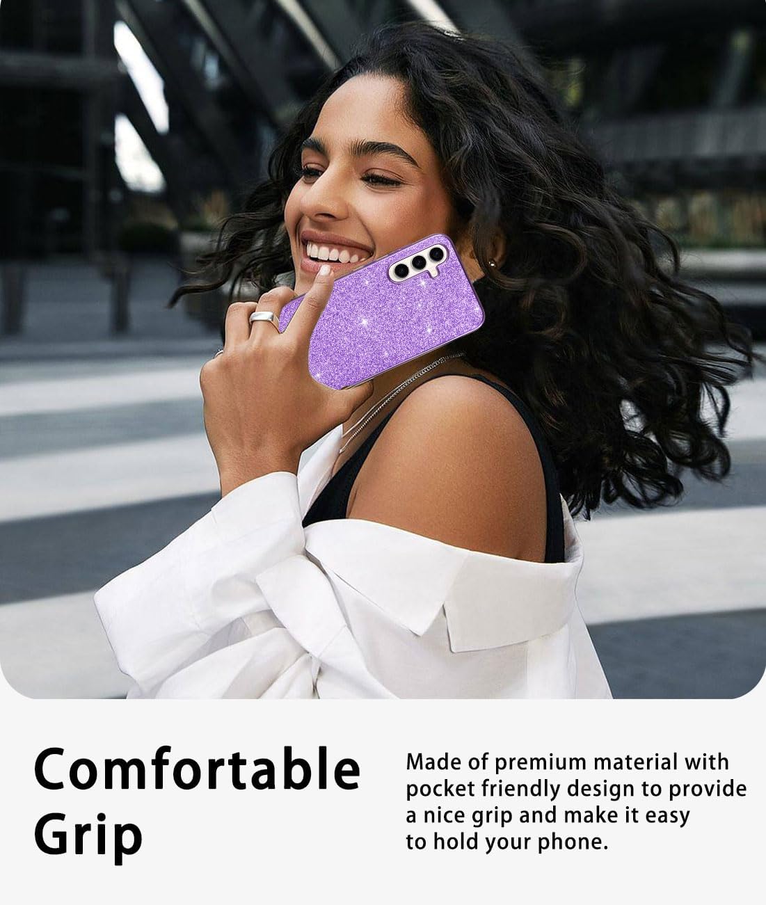 Funda compatible con Samsung Galaxy S23 FE 5G, funda delgada con purpurina para mujer, protección contra caídas, resistente funda Hybird para S23 FE